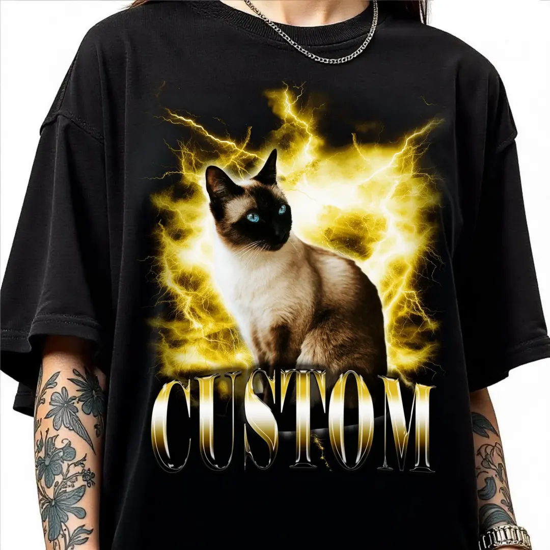 Custom Siamese Cat T-Shirt: Personalized Pet Photo Collage Tee