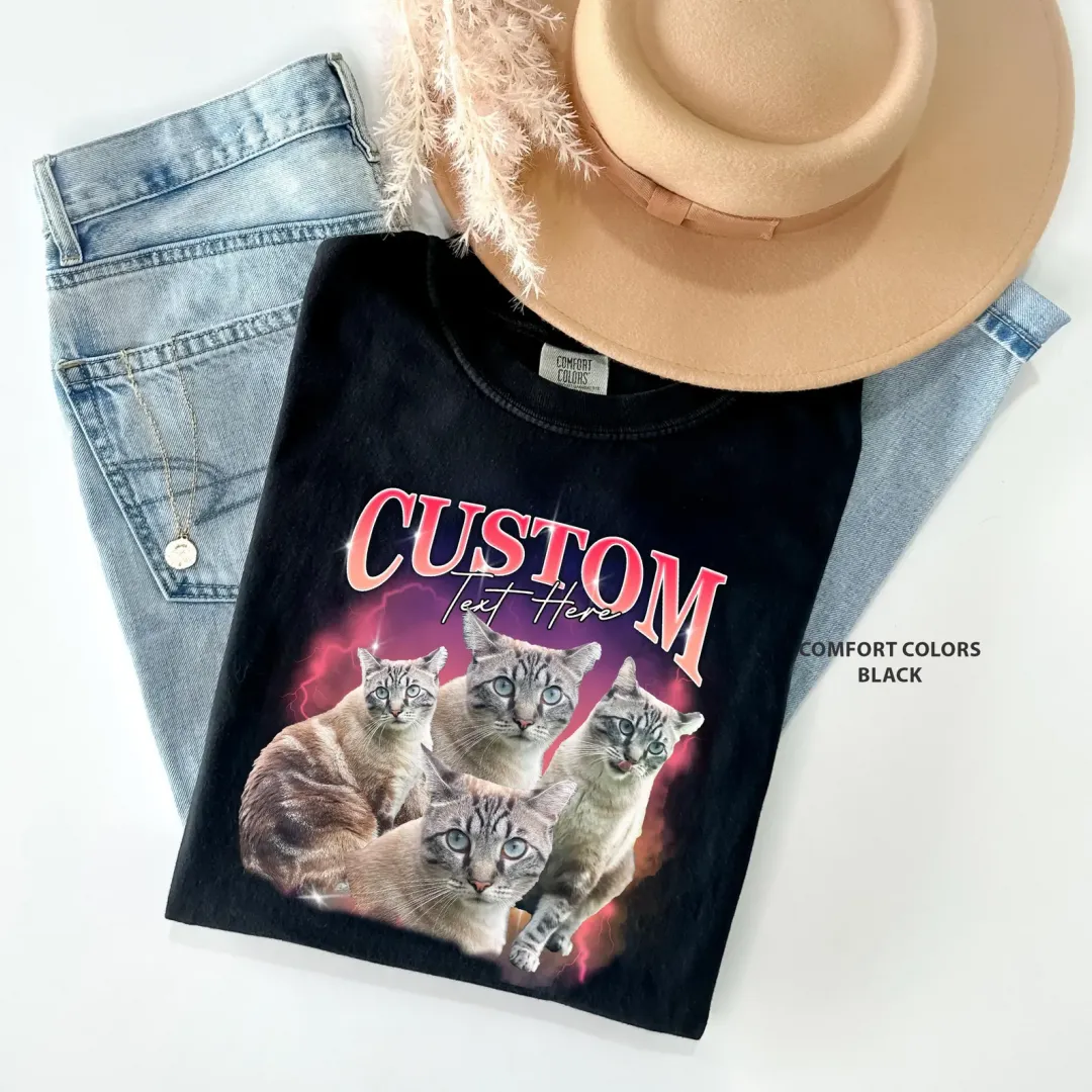 Custom Pet Portrait Shirt: Vintage Bootleg Style Comfort Colors Tees