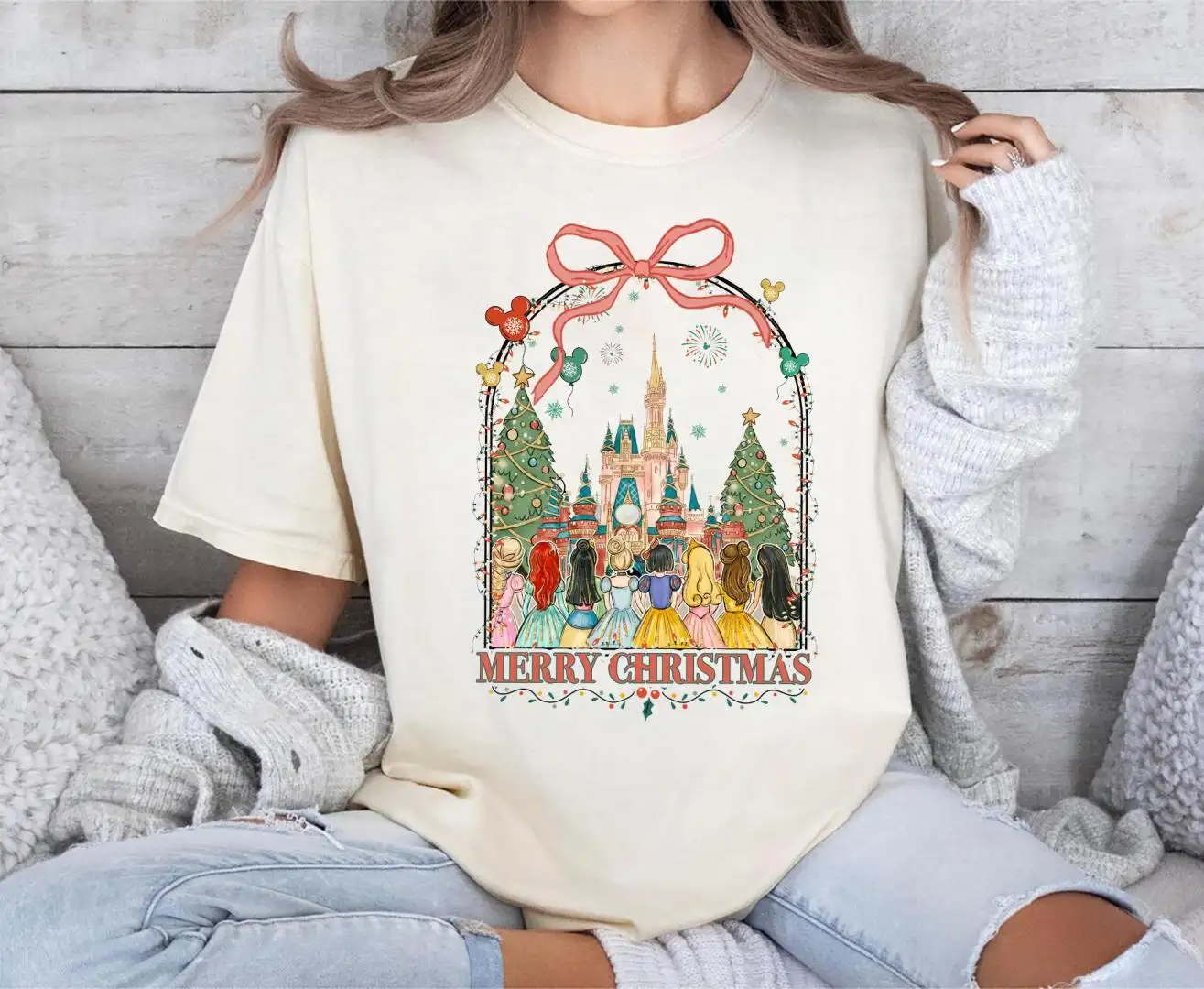 Disney Princess Christmas Shirt Family Holiday Gift