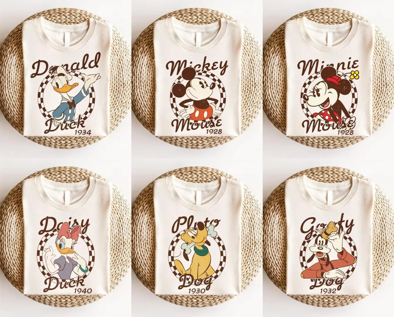 Retro Disney All Characters Checkered Shirt