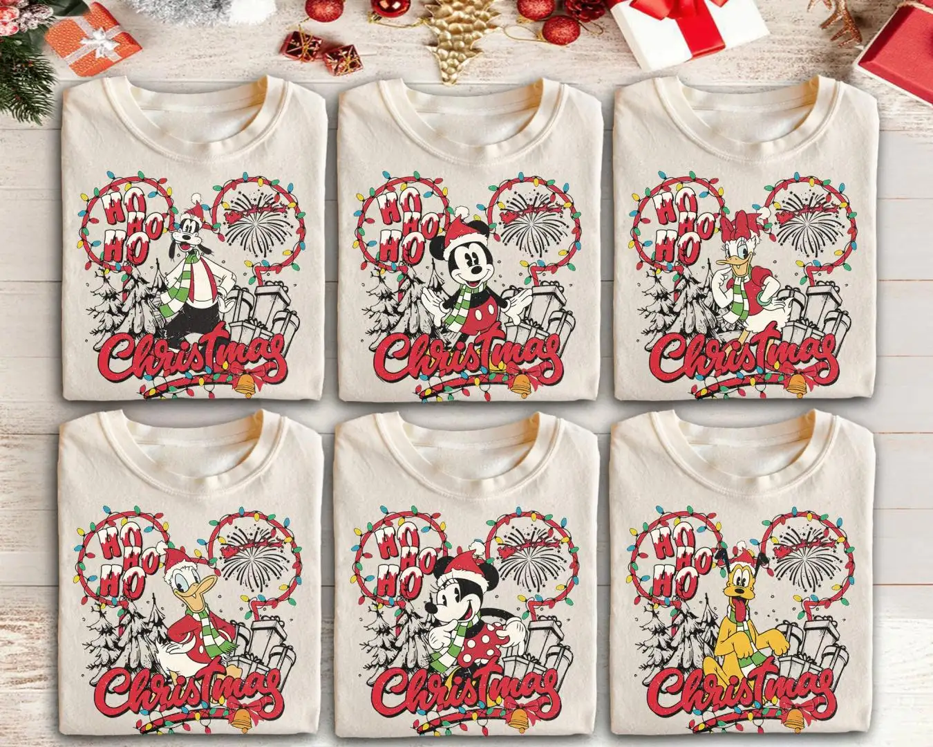 Retro Disney Christmas All Characters Shirt for Family