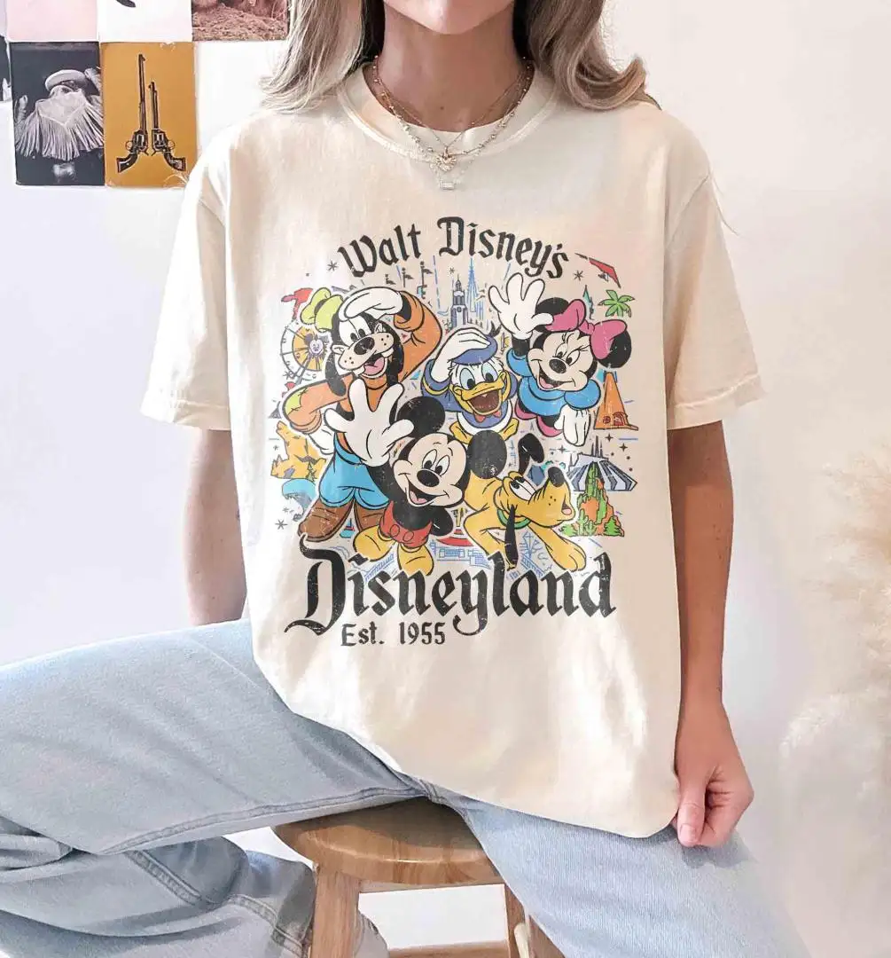 Retro Disneyland Mickey and Friends Shirt for Family Trips