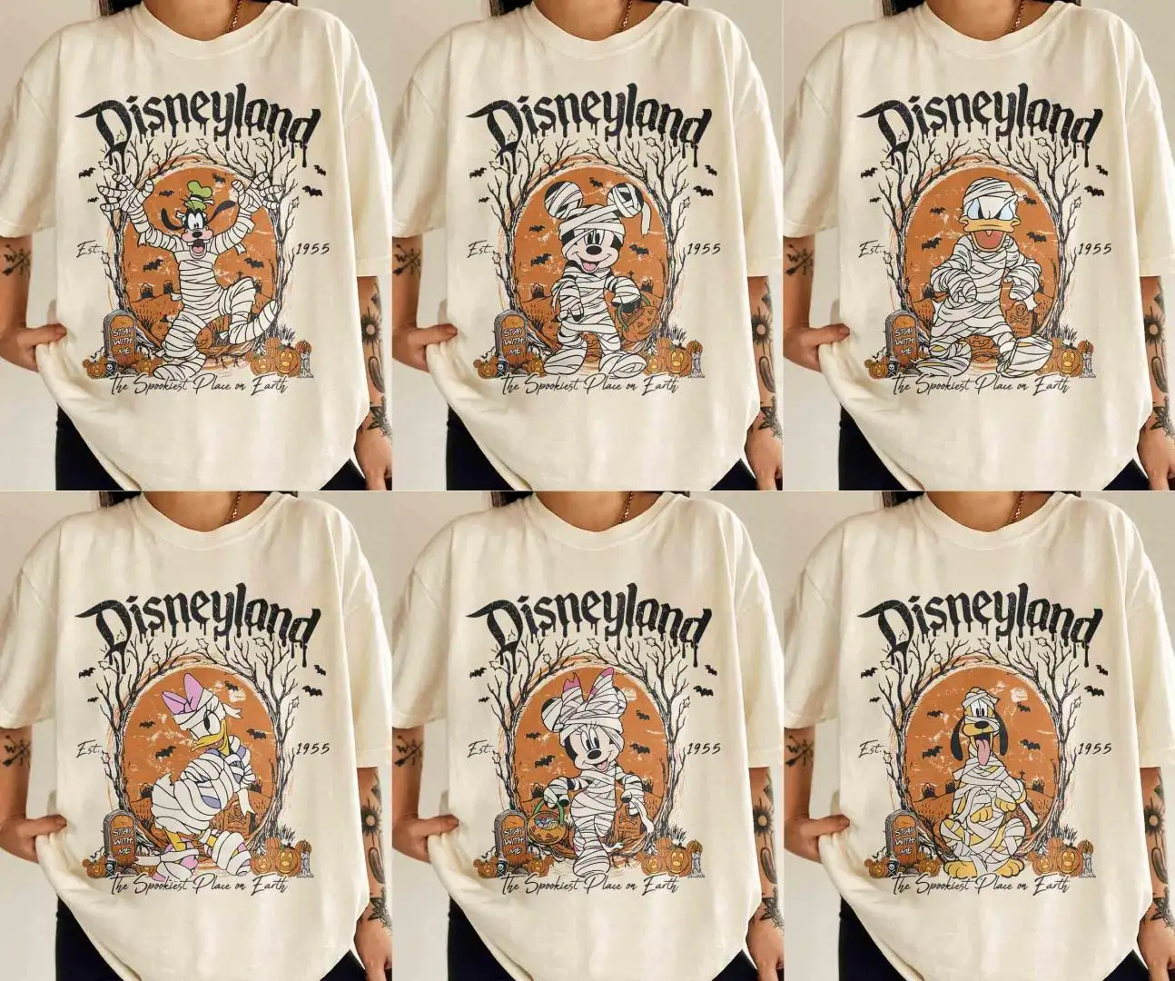 Retro Disneyland 1955 Halloween Shirt with Mummy Characters