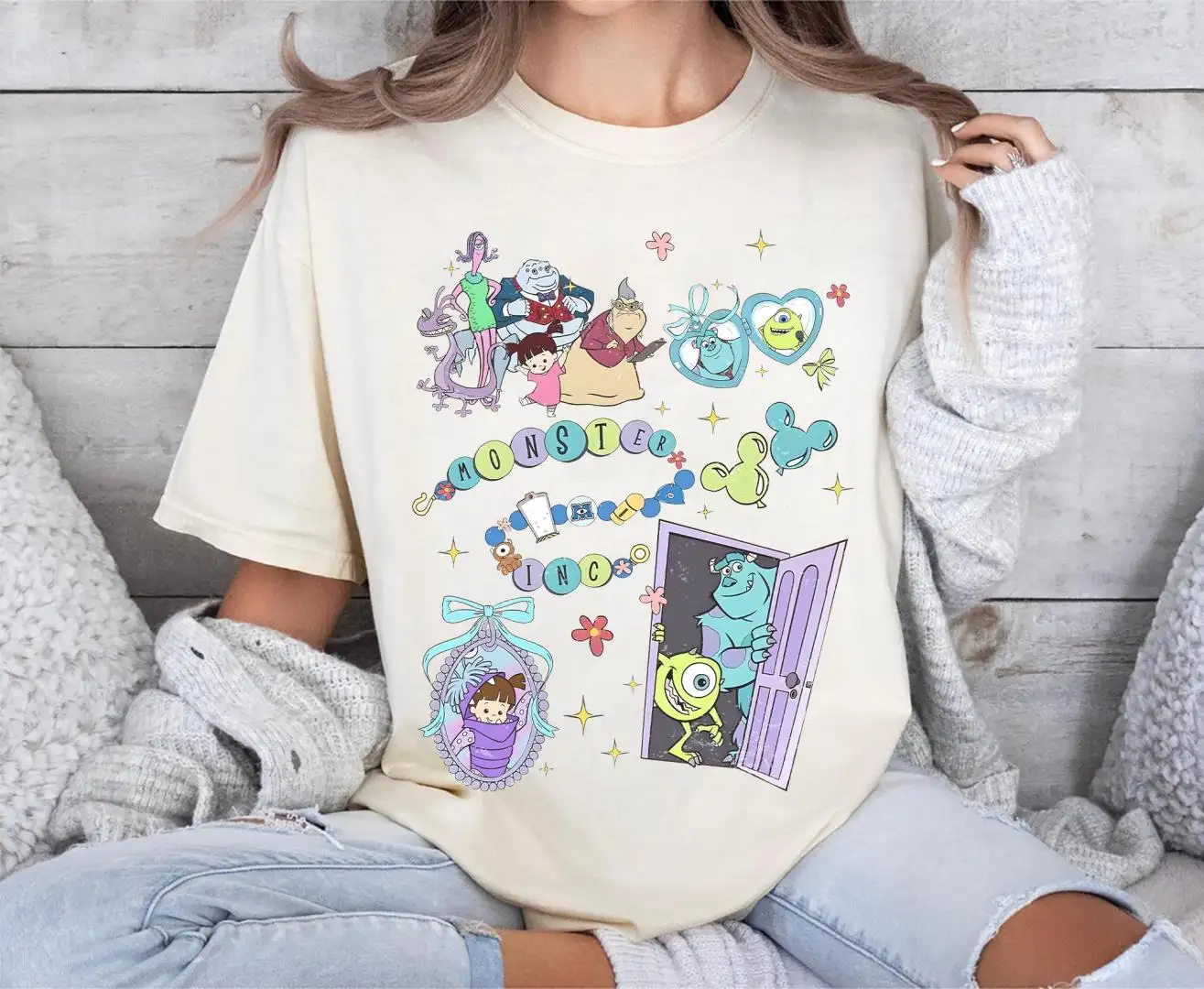 Retro Monster Inc Shirt Disney Girls Matching Locket Style