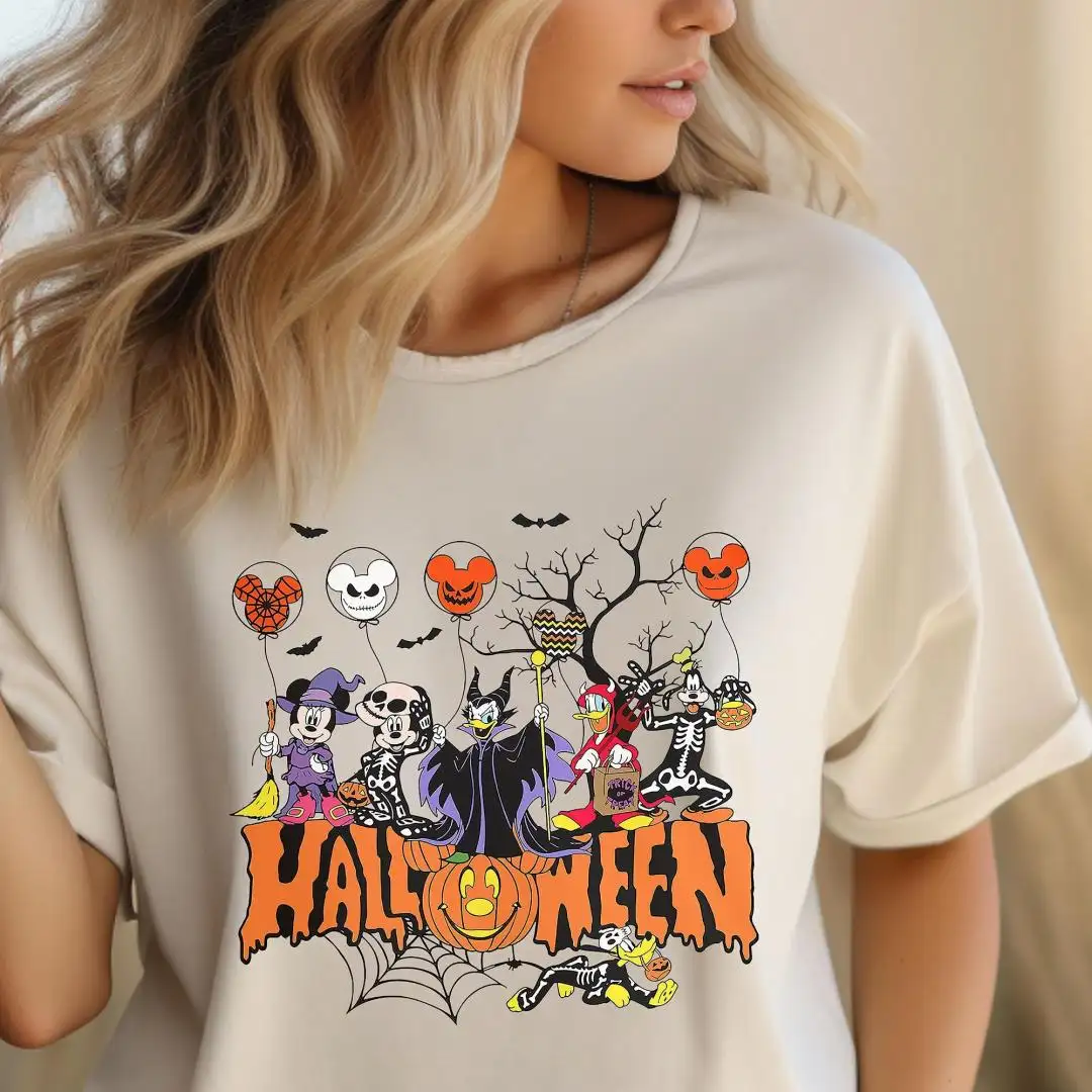 Disney Halloween Shirt with Mickey Skeleton Balloons