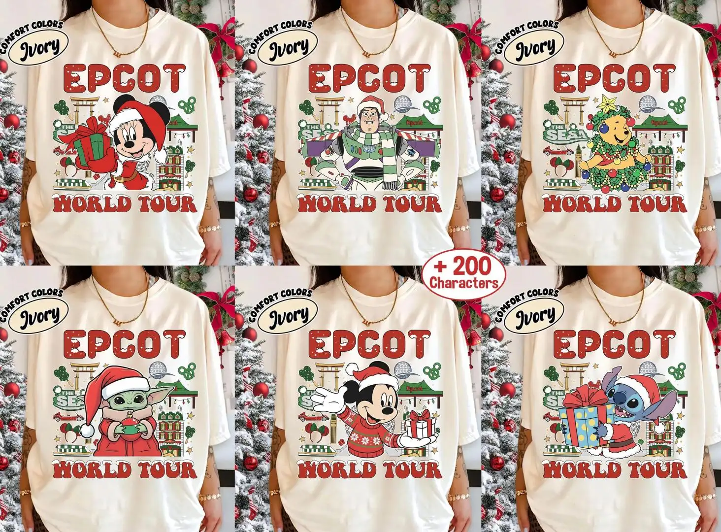 Disney Epcot Christmas World Tour Shirt