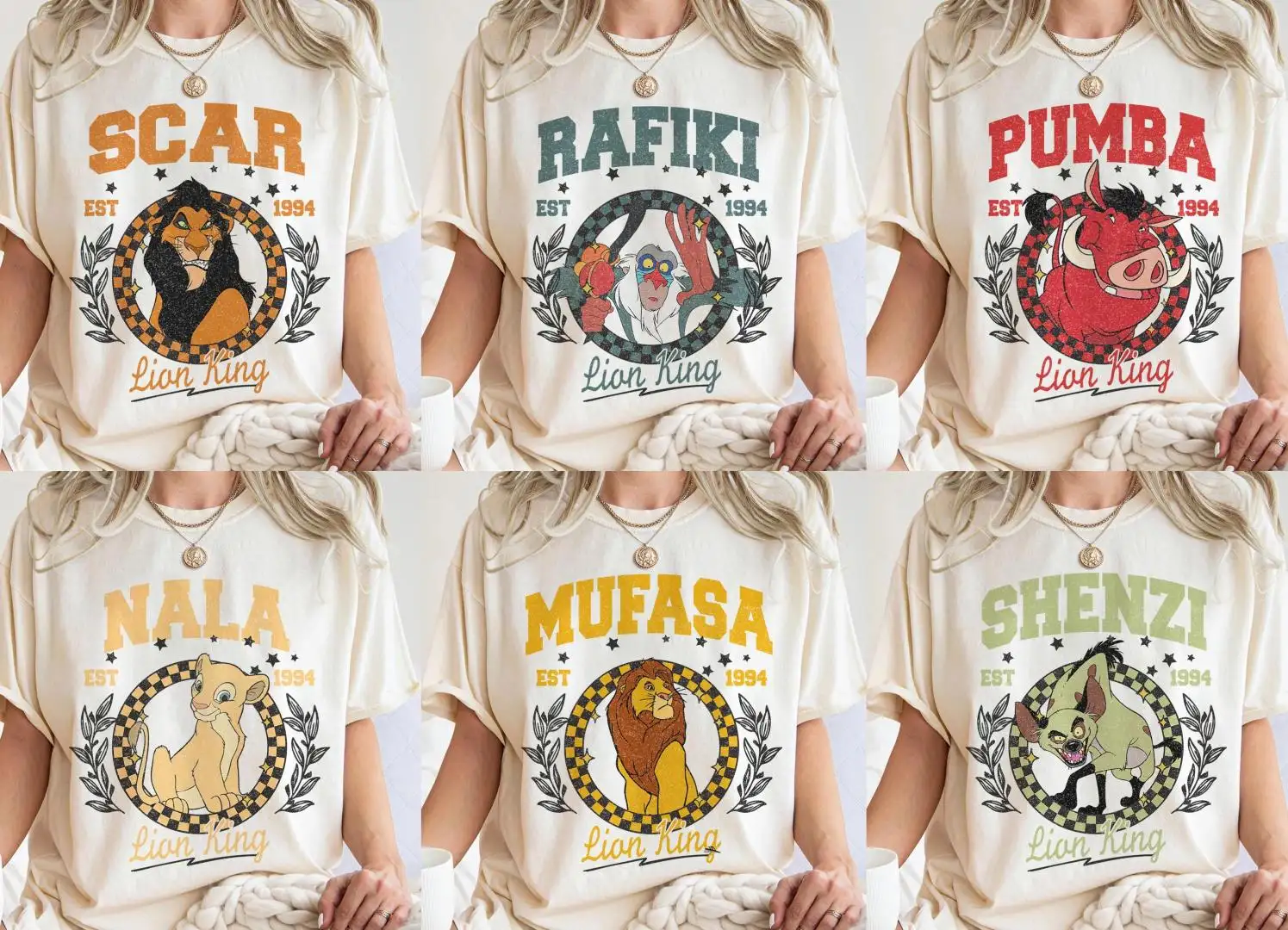 Vintage 90s Lion King Character Shirt for Disney Fans