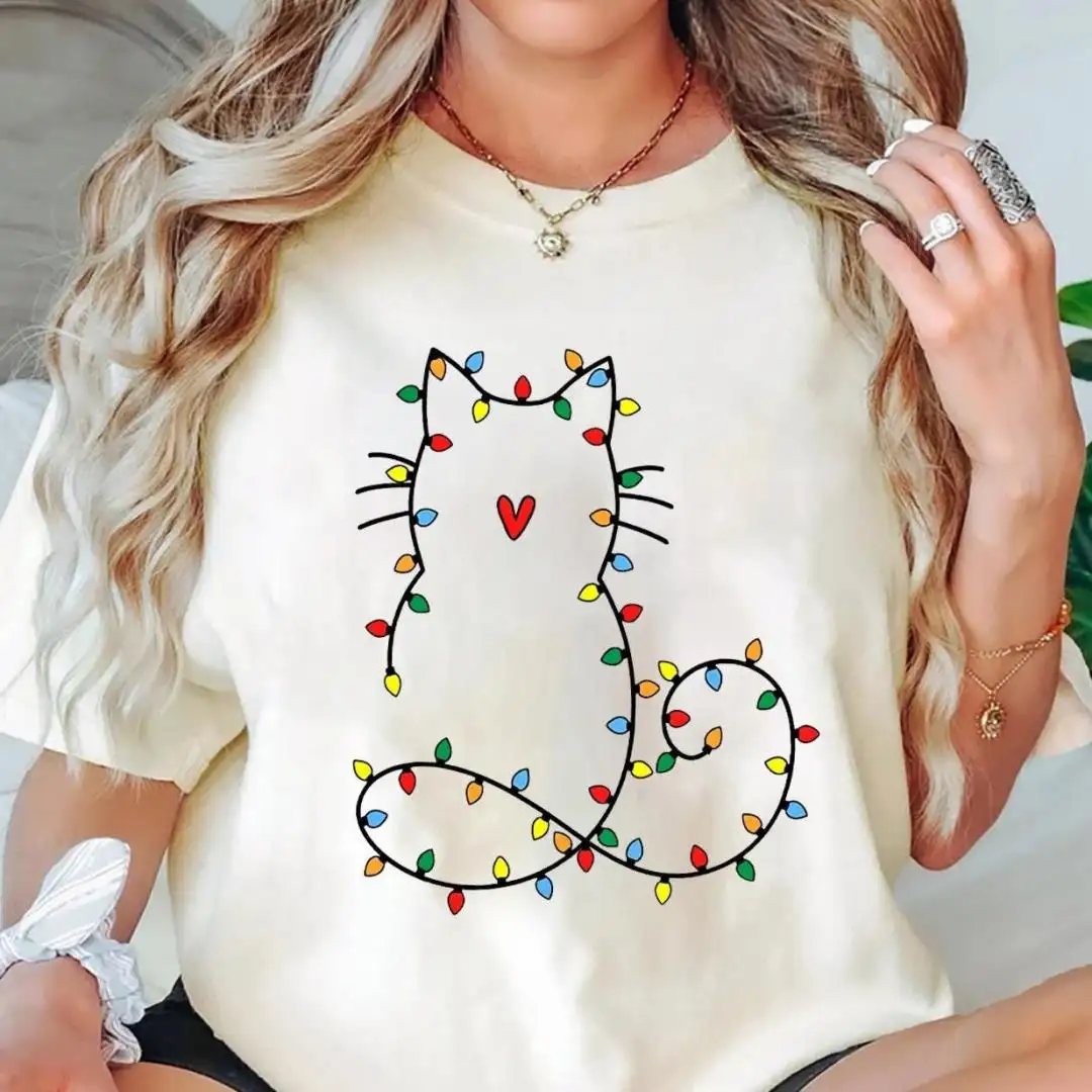 Cat Mom Christmas Lights Shirt for Cat Lovers