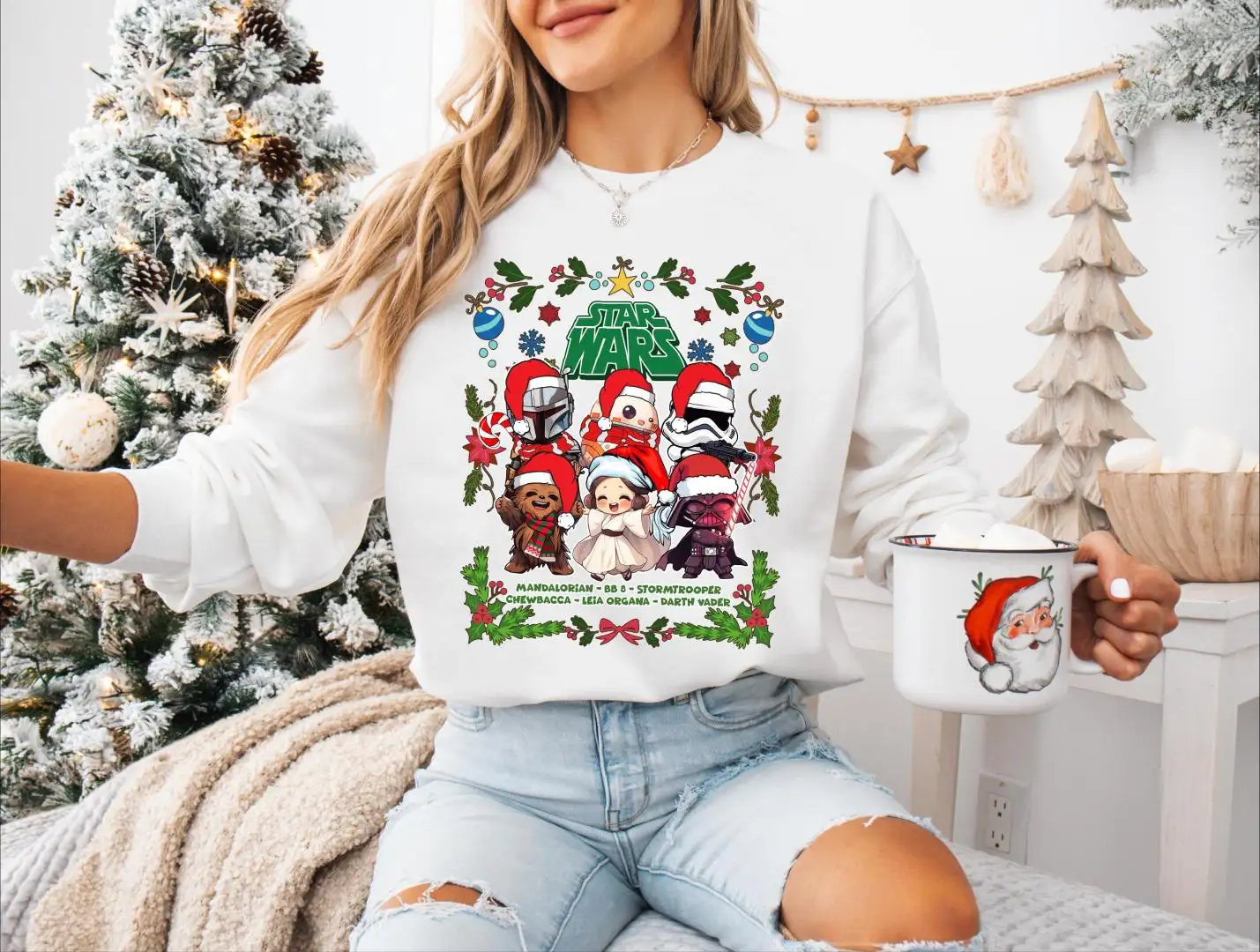 Star Wars Santa Hat Christmas Shirt for Family