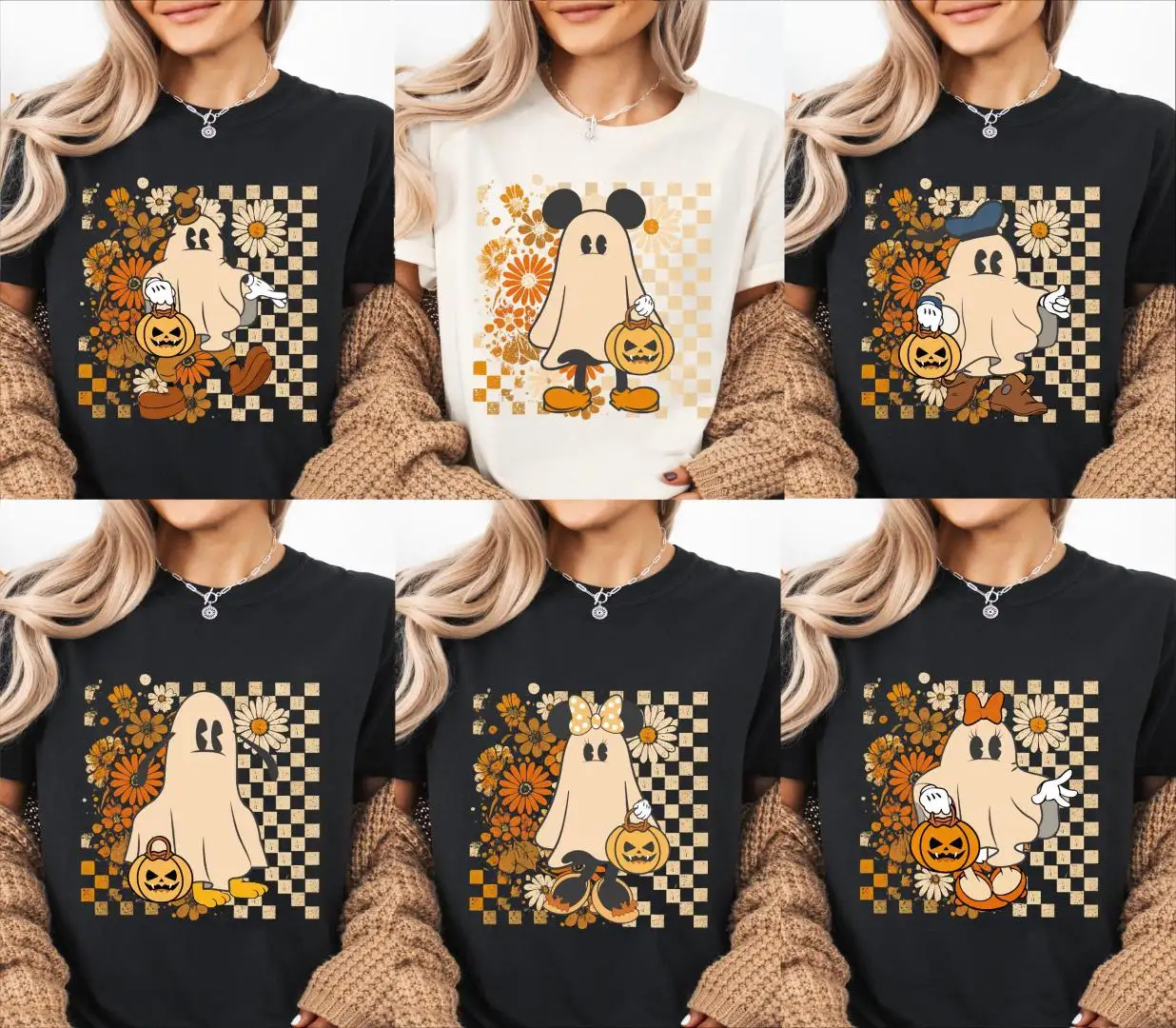 Vintage Disney Ghost Floral Halloween Shirt for Family