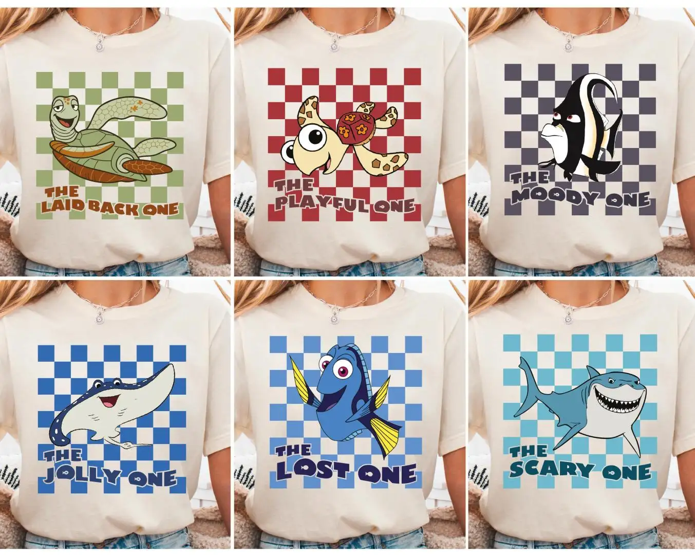 Finding Nemo Disney Shirt Retro Checkered Family