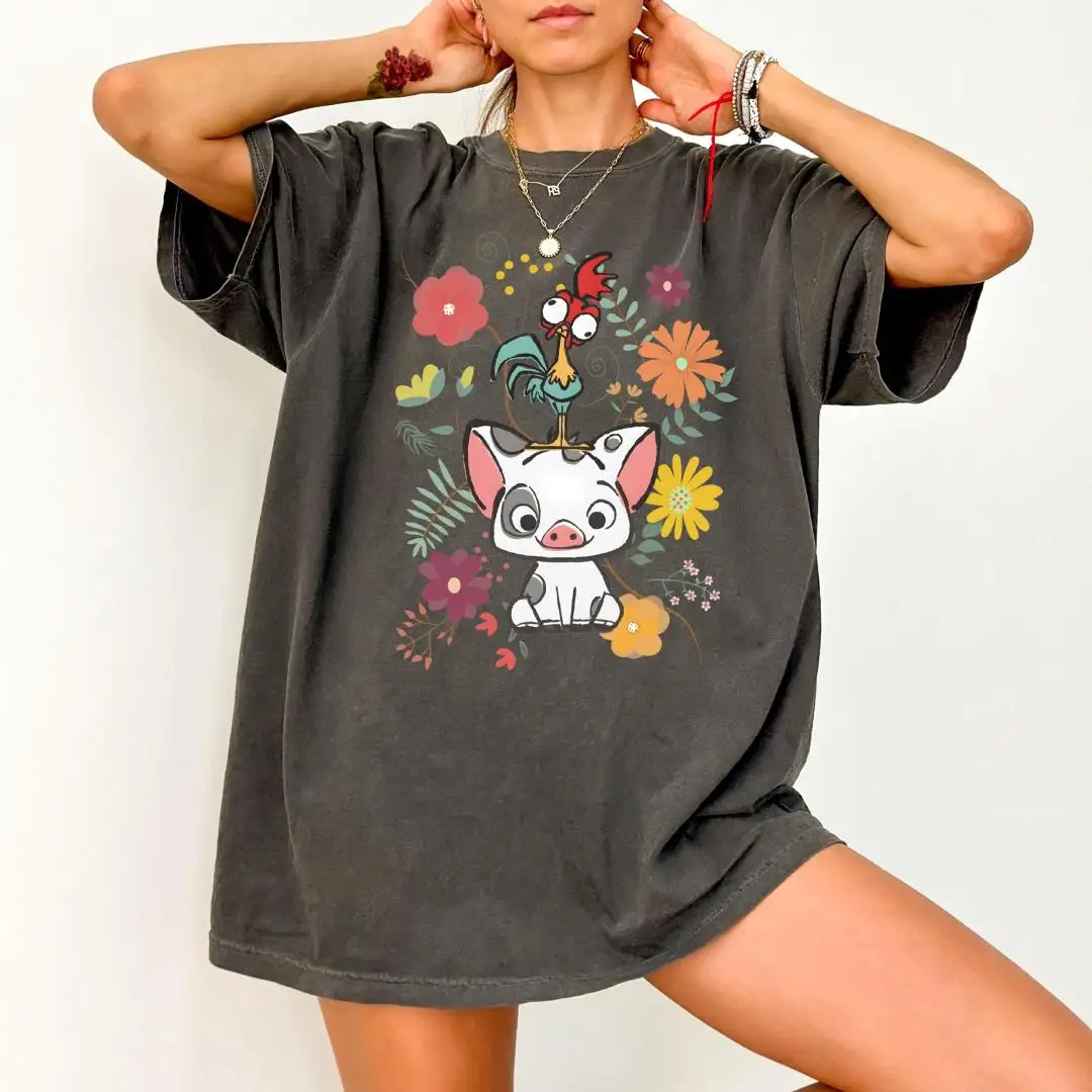 Vintage Moana Hei Hei Floral Shirt for Disney Fans