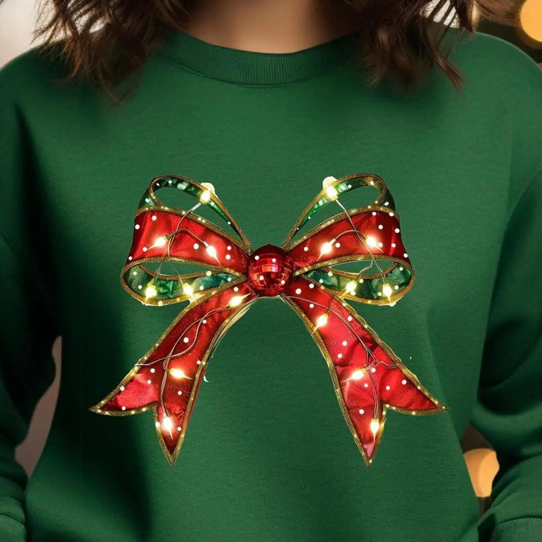 Christmas Light Coquette Bow Shirt Retro Holiday Gift