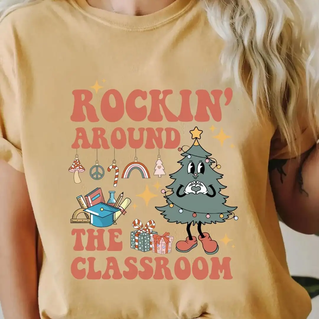 Christmas Teacher Shirt Rocking Around the Classroom