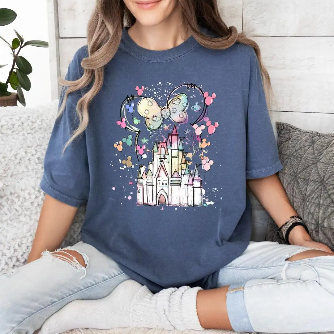 Disney Watercolor Castle Shirt for Women