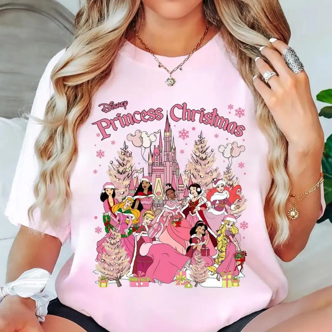 Disney Princess Pink Christmas Shirt for Girls