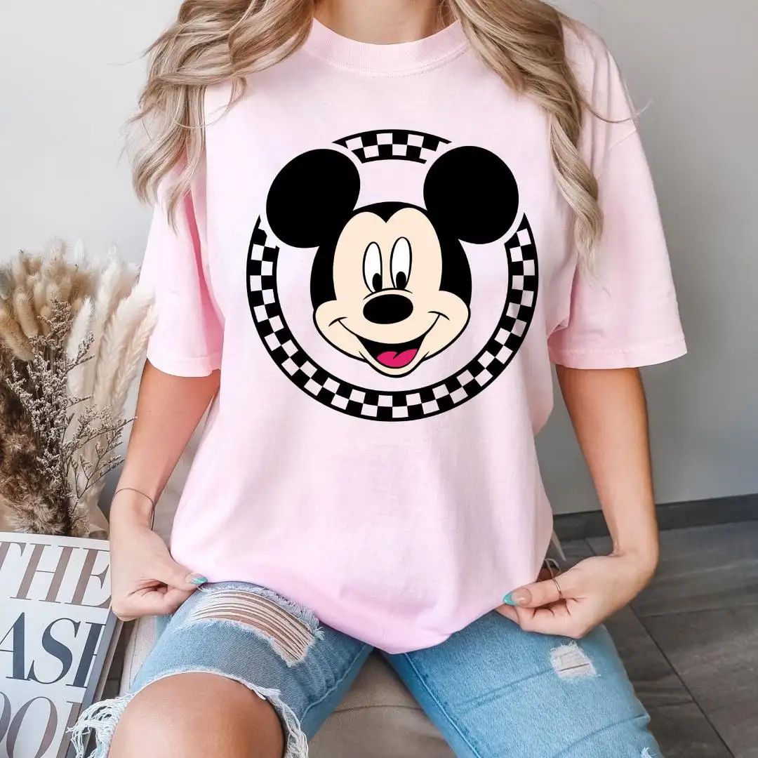 Retro Mickey Mouse Checkered Shirt for Women