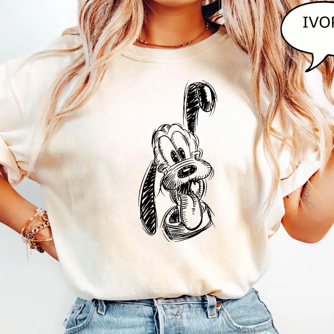 Comfort Colors Disney Pluto Sketch Shirt for Vacation
