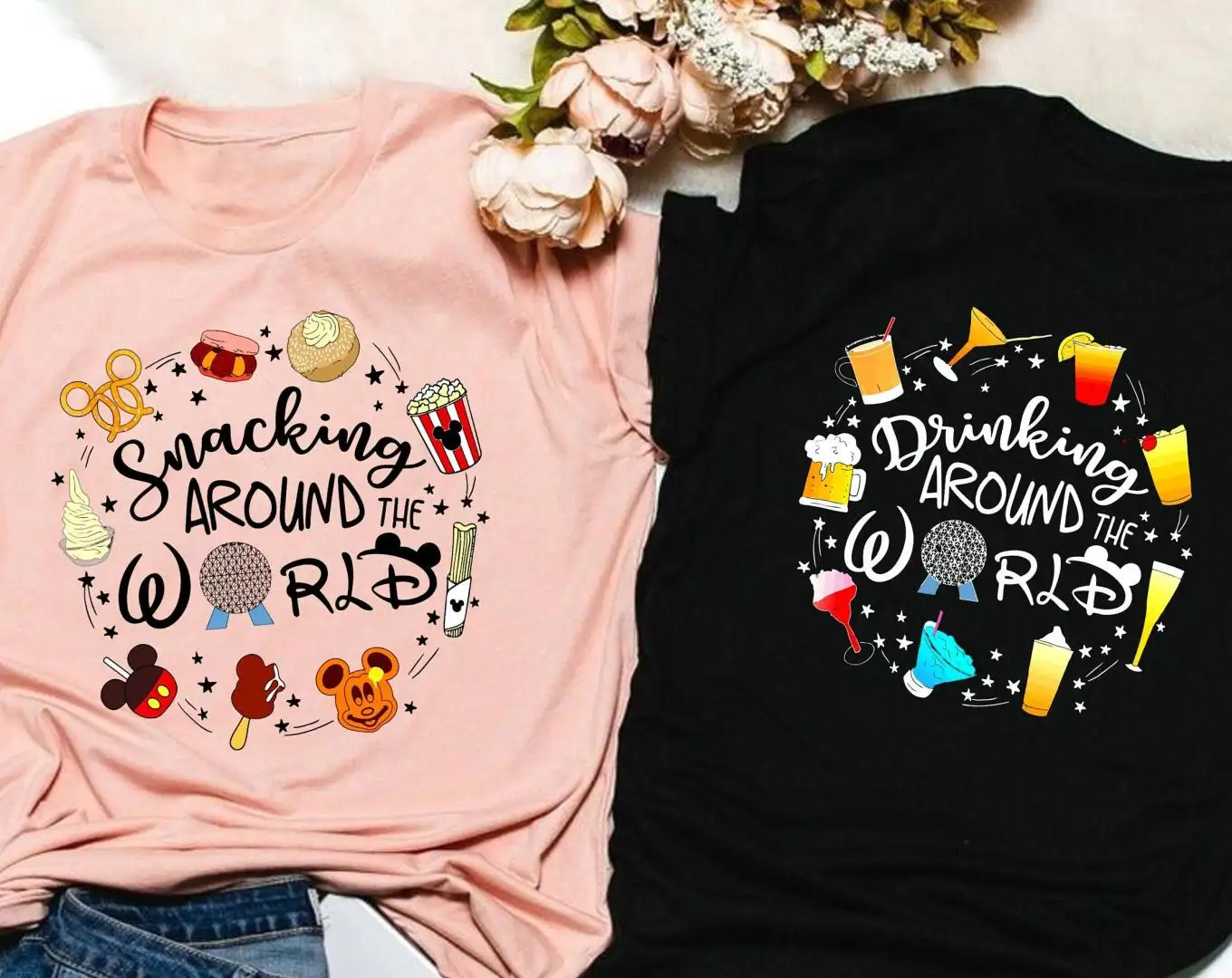 World Travel Drinking Snacking Shirt for Disney Fans