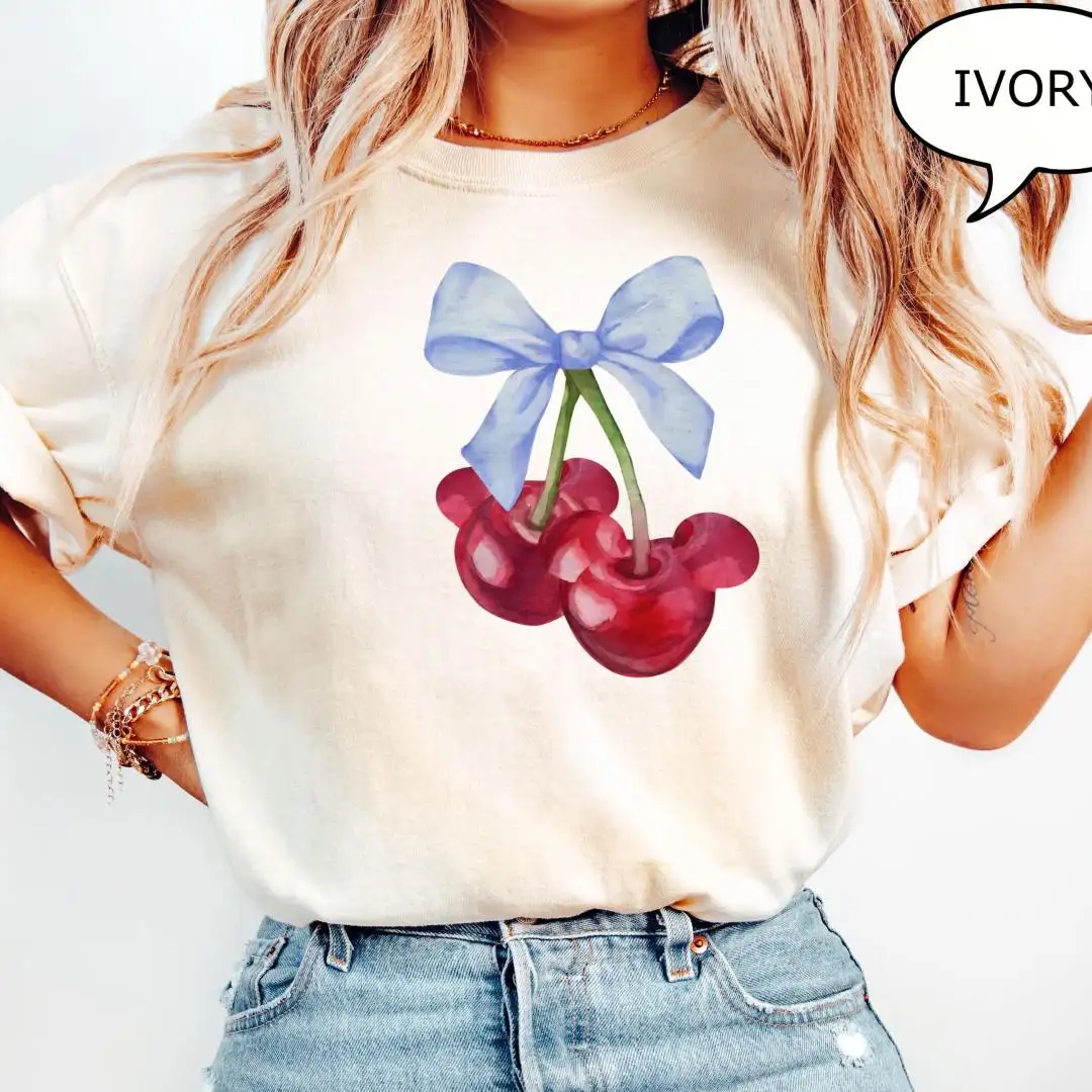 Coquette Bow Cherry Shirt for Valentines Day Gift