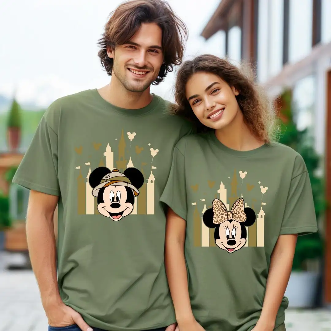 Disney Couples Safari Shirt with Mickey Castle