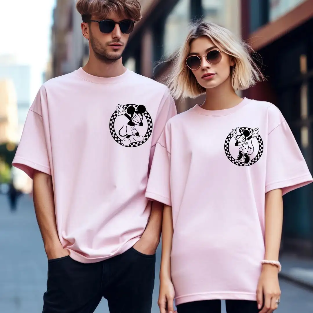 Disney Checkered Mickey Minnie Dabbing Shirt