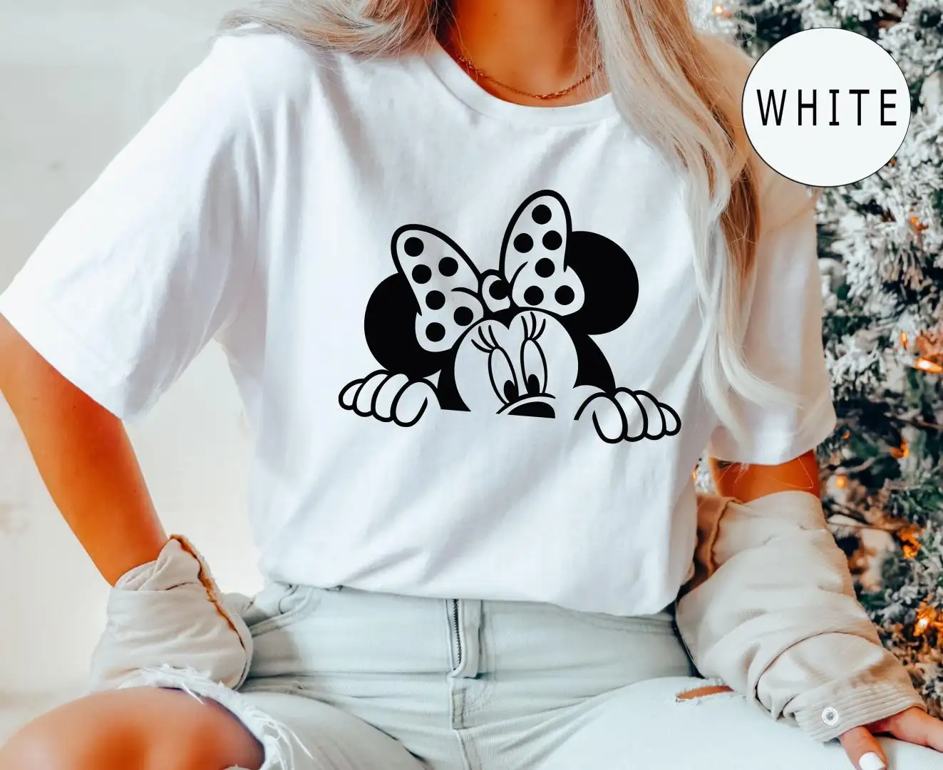 Disney Family Vacation Peeking Minnie Shirt