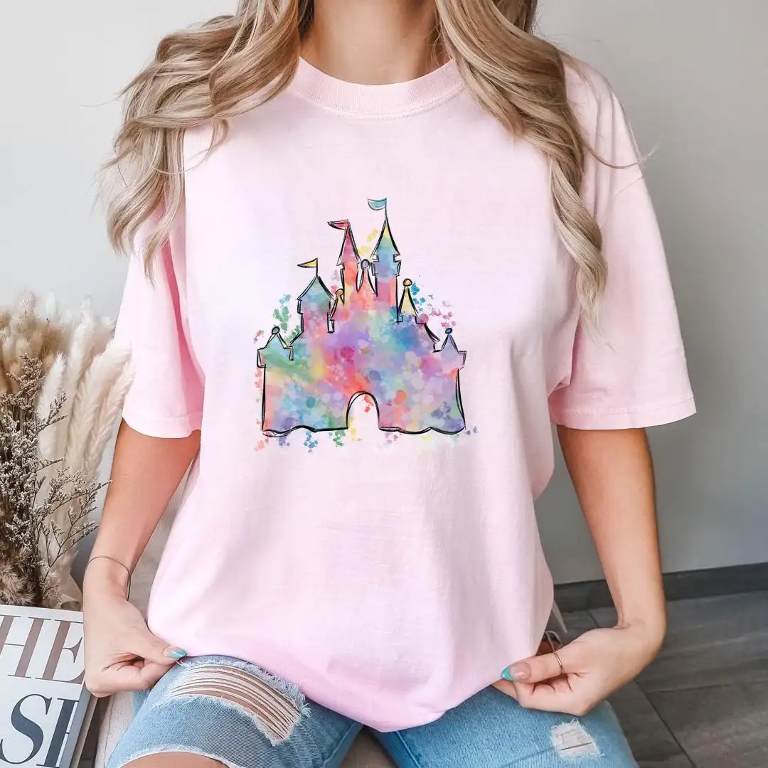 Disneyland Watercolor Castle Shirt for Adults