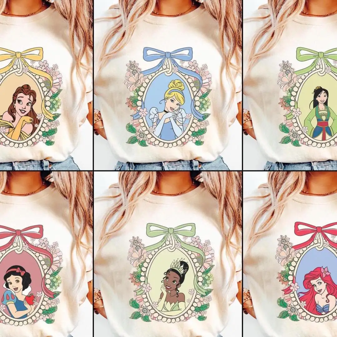 Retro Disney Princess Shirt with Coquette Bows