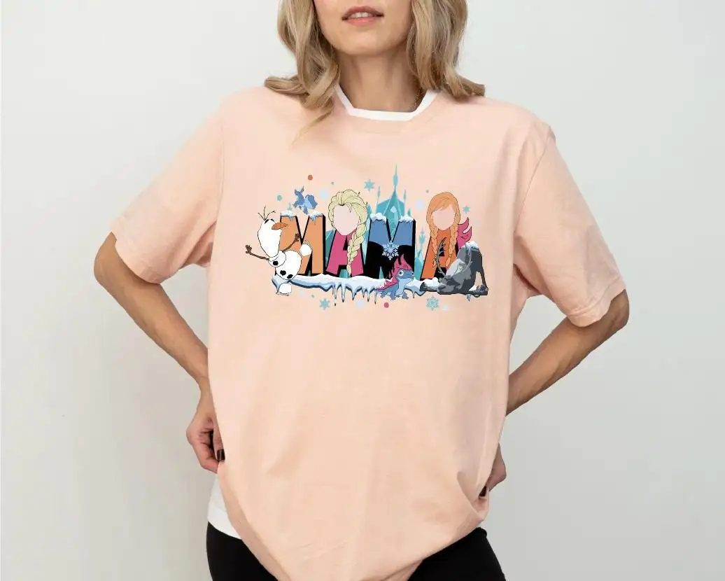 Disney Frozen Mama Shirt, WDW Olaf Family Vacation Shirt, Disneyland Mama Trip Shirts, Disney Princess Shirt, Princess Elsa Anna Mom T-Shirt