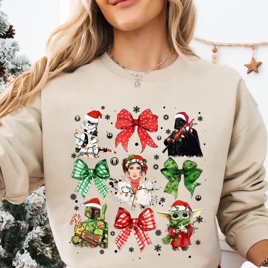 Star Wars Christmas Shirt with Holiday Bow for Fans