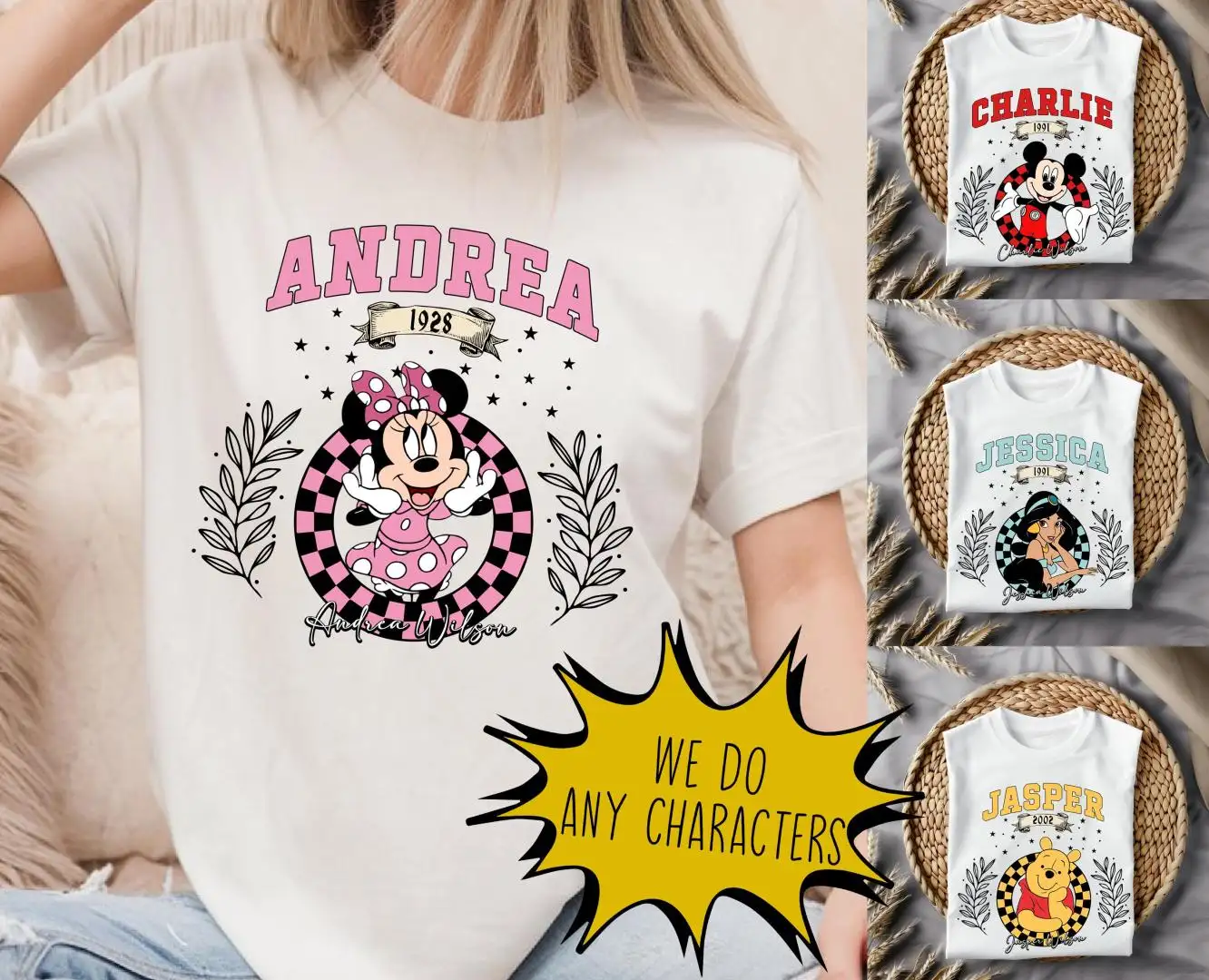 Custom Disney Characters Shirt for Family