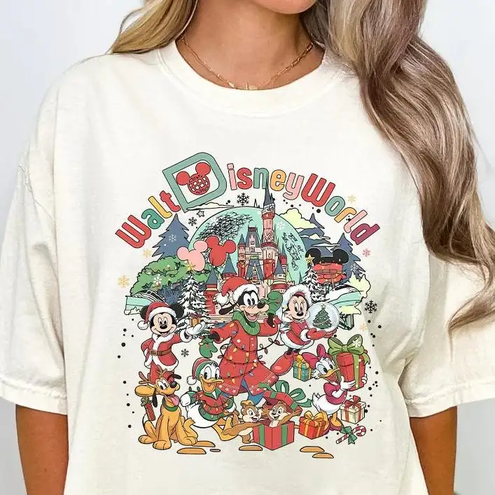 Retro Disney World Christmas Shirt Mickey Holiday Gift