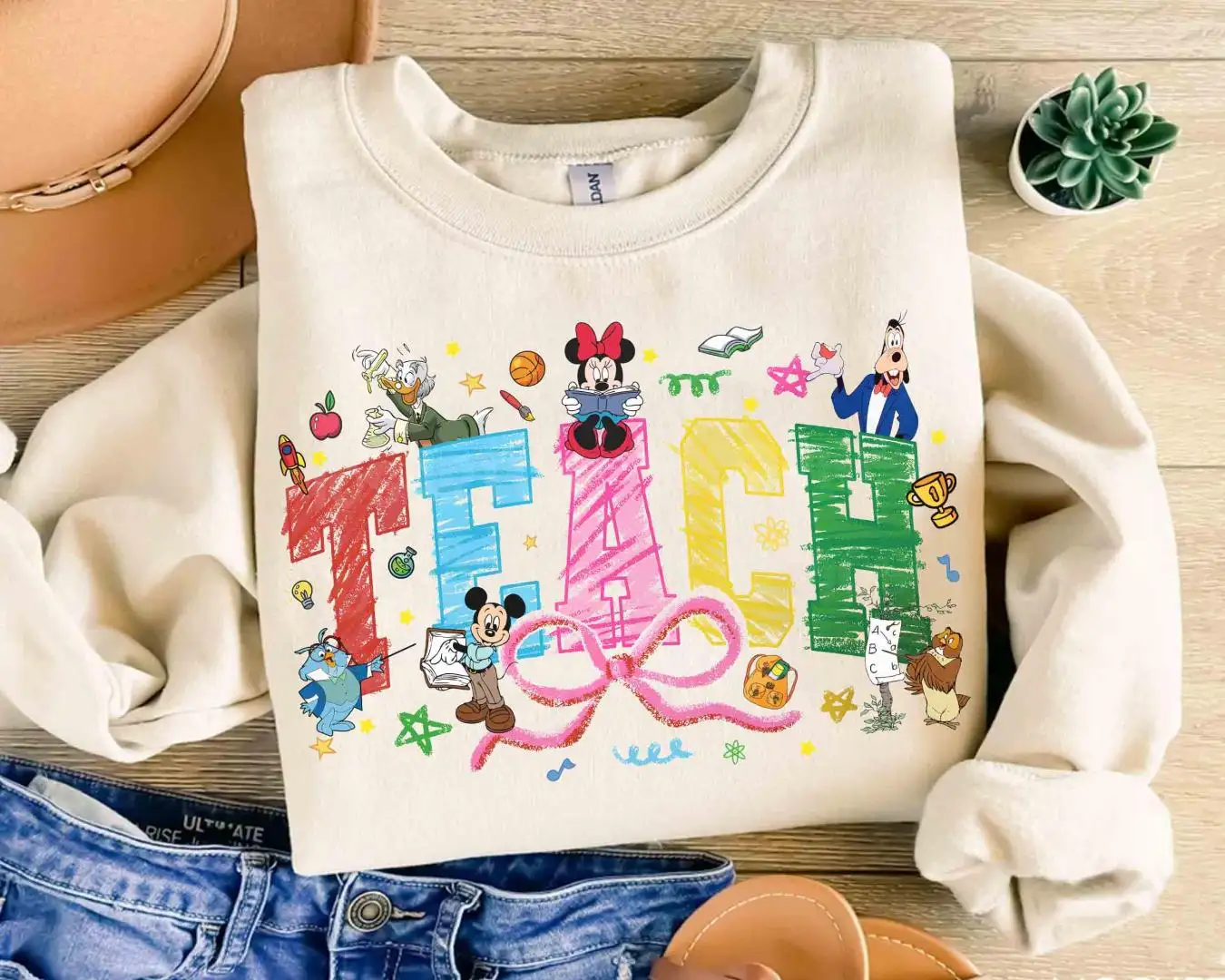 Disney Teacher Shirt with Coquette Bow Gift