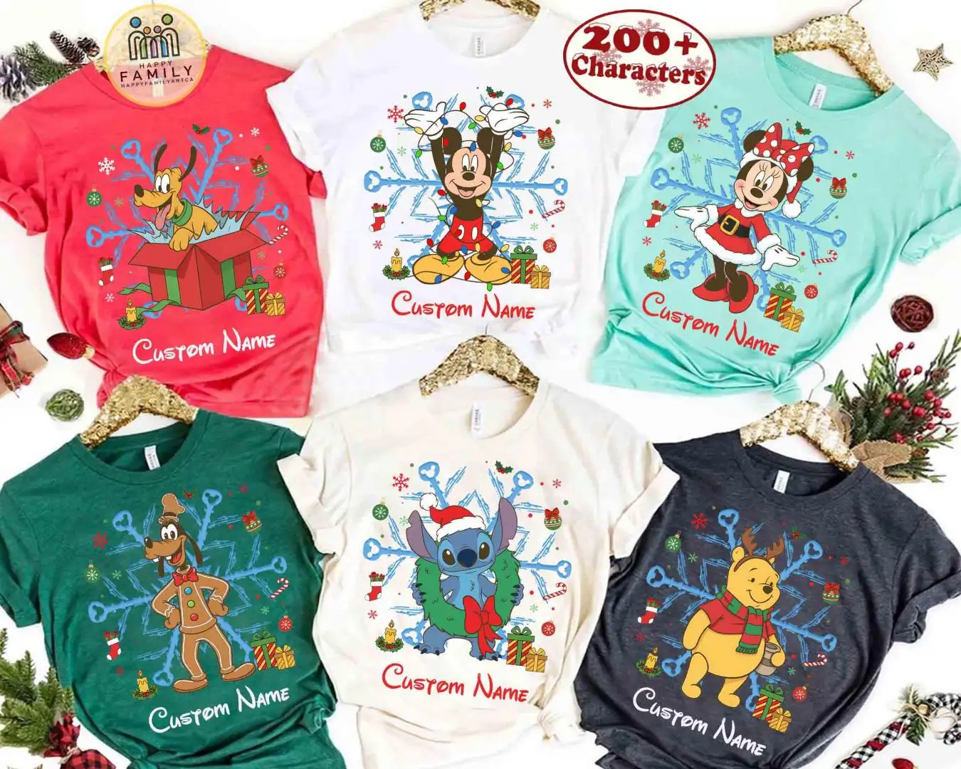 Disney Christmas Characters Shirt Family Holiday Gift