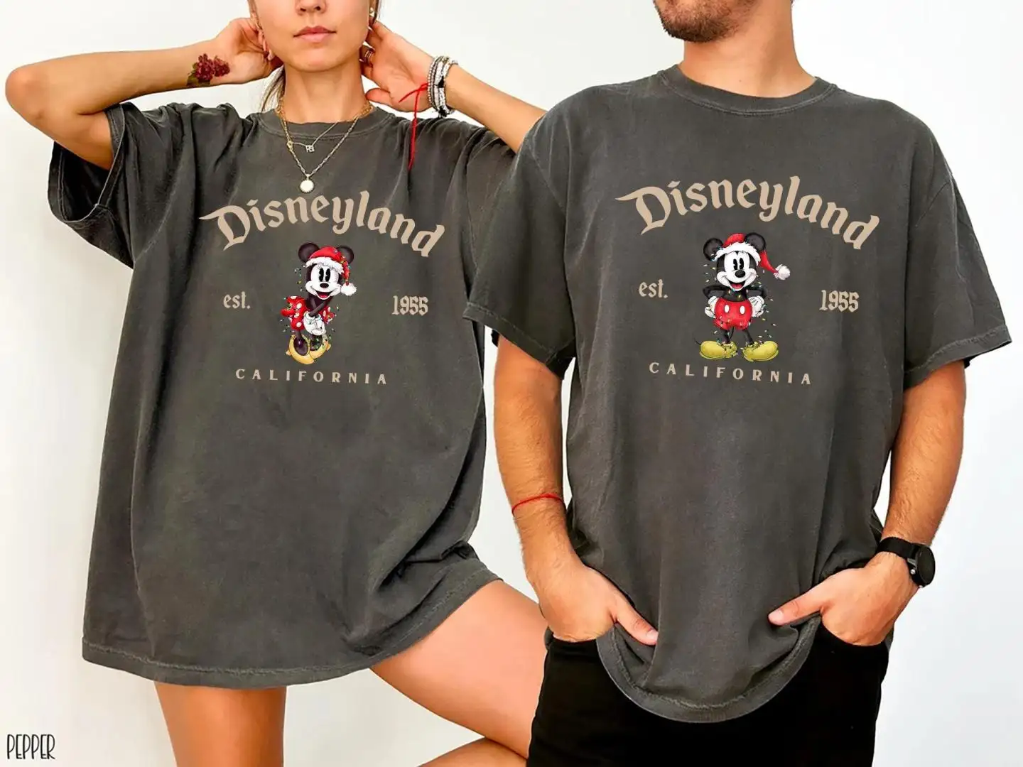 Disneyland Christmas Matching Couple Shirt Gift