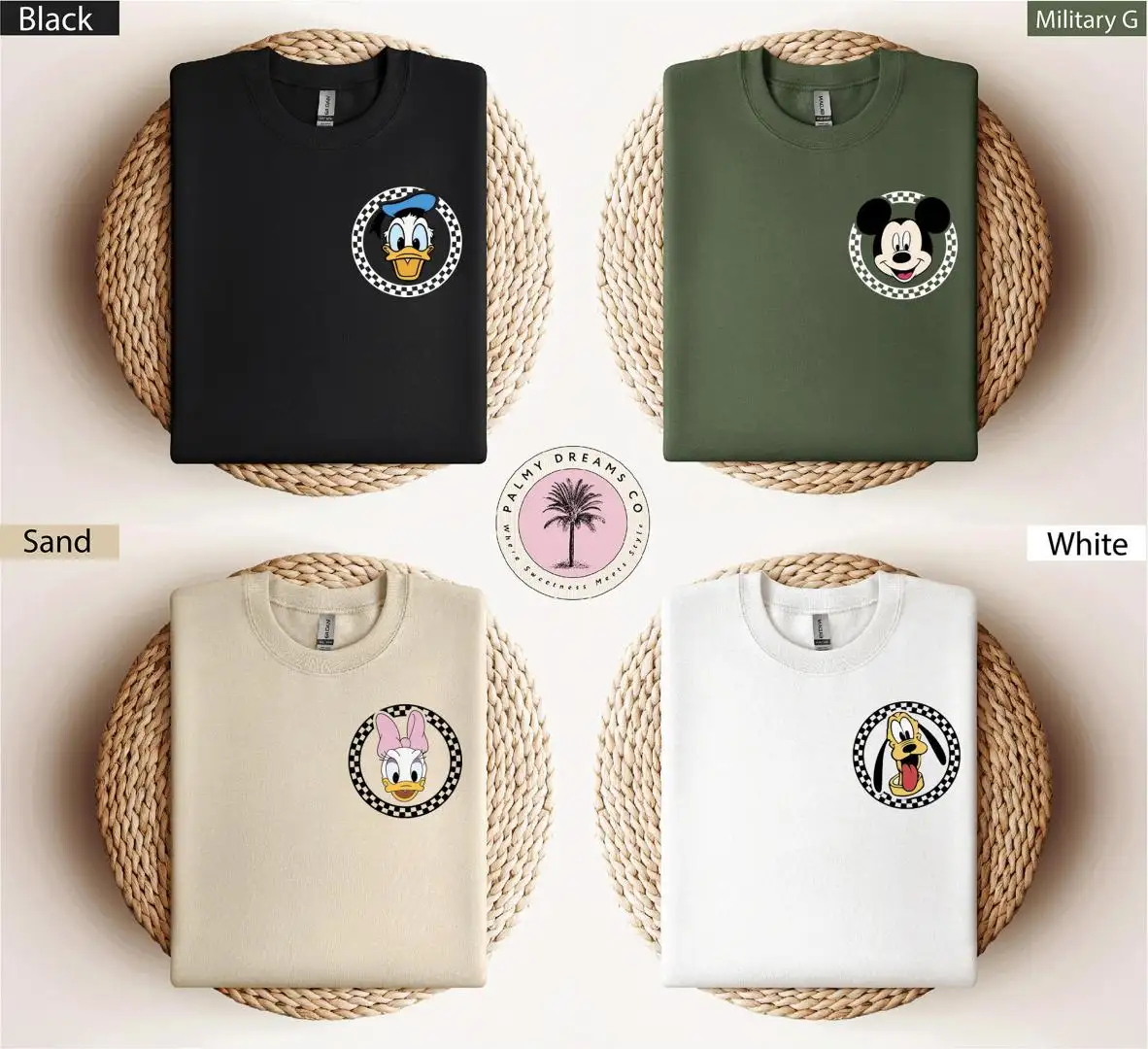 Retro Disney Characters Checkered Pocket Shirt