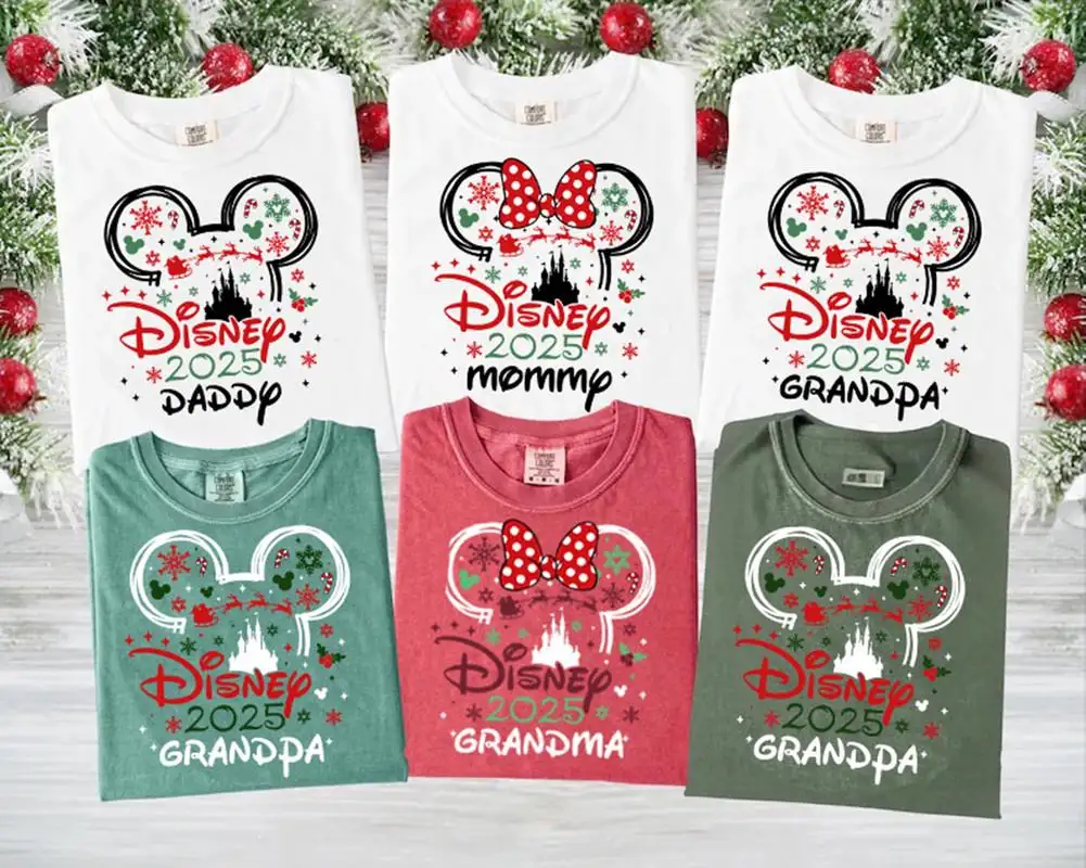 Custom Disneyland 2025 Christmas Shirt Family Trip