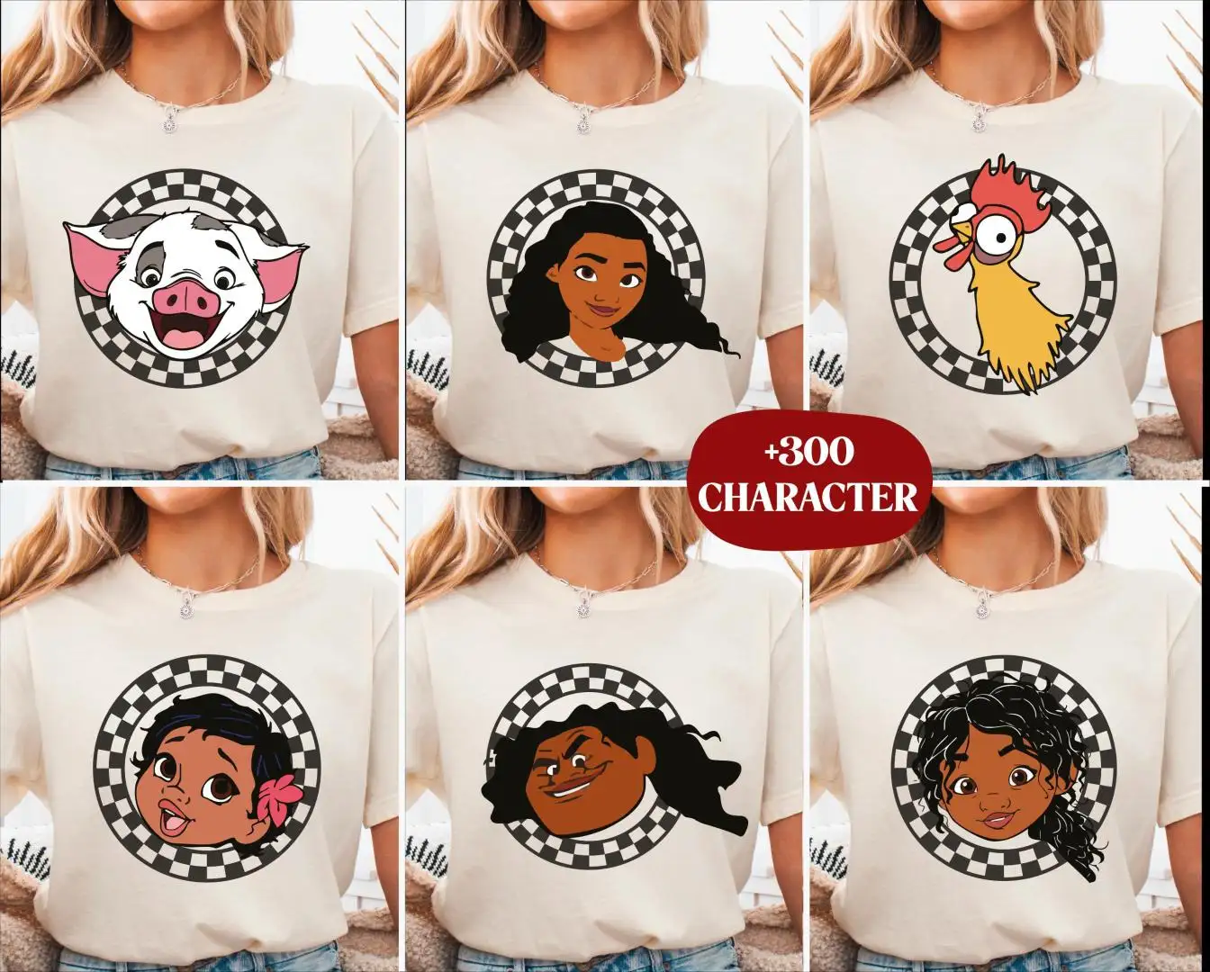 Disney Moana Family Retro Checkered Shirt