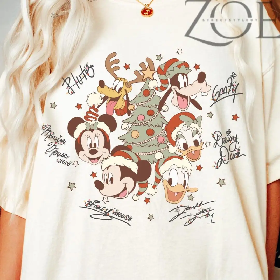 Retro Mickey Christmas Shirt with Signatures