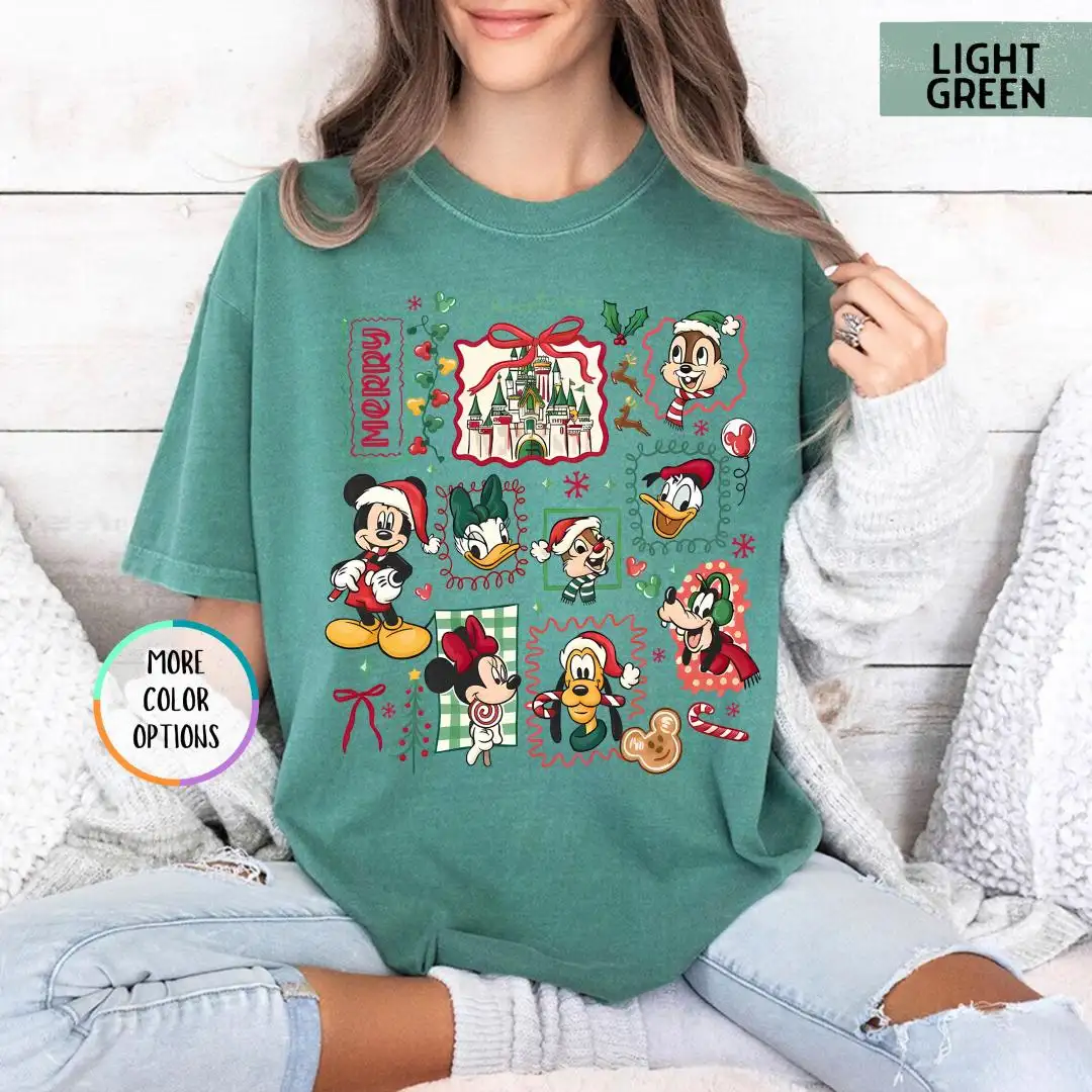 Disney Christmas Shirt for Women Mickey Friends Holiday