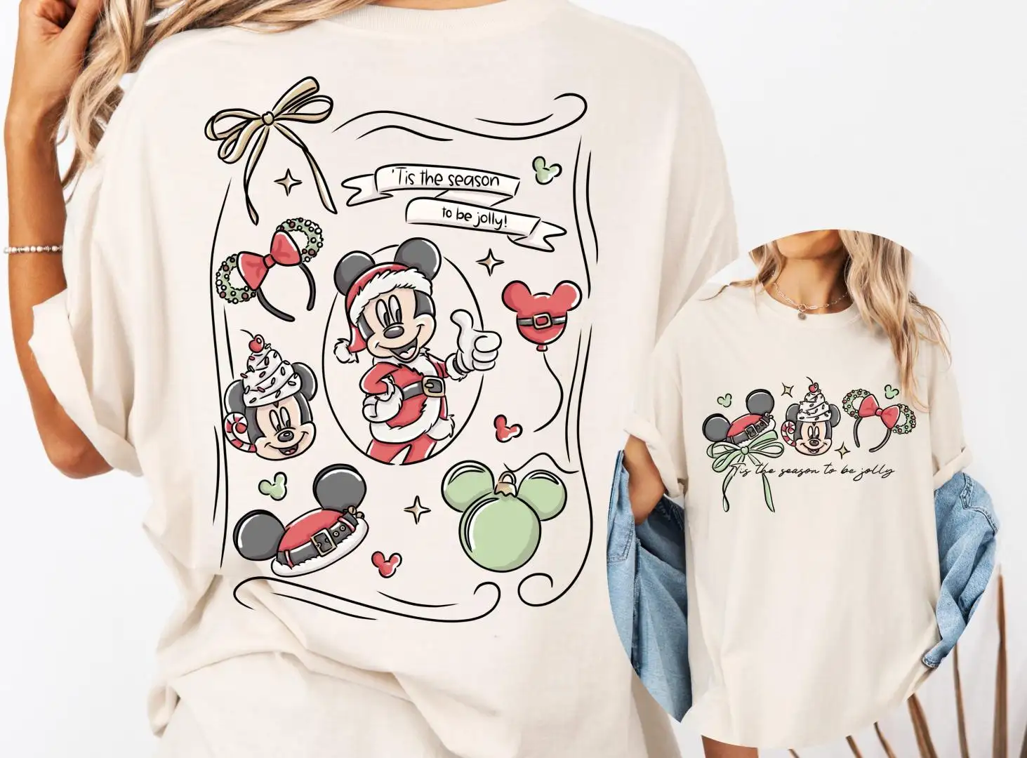 Disney Christmas Shirt for Women with Coquette Bow