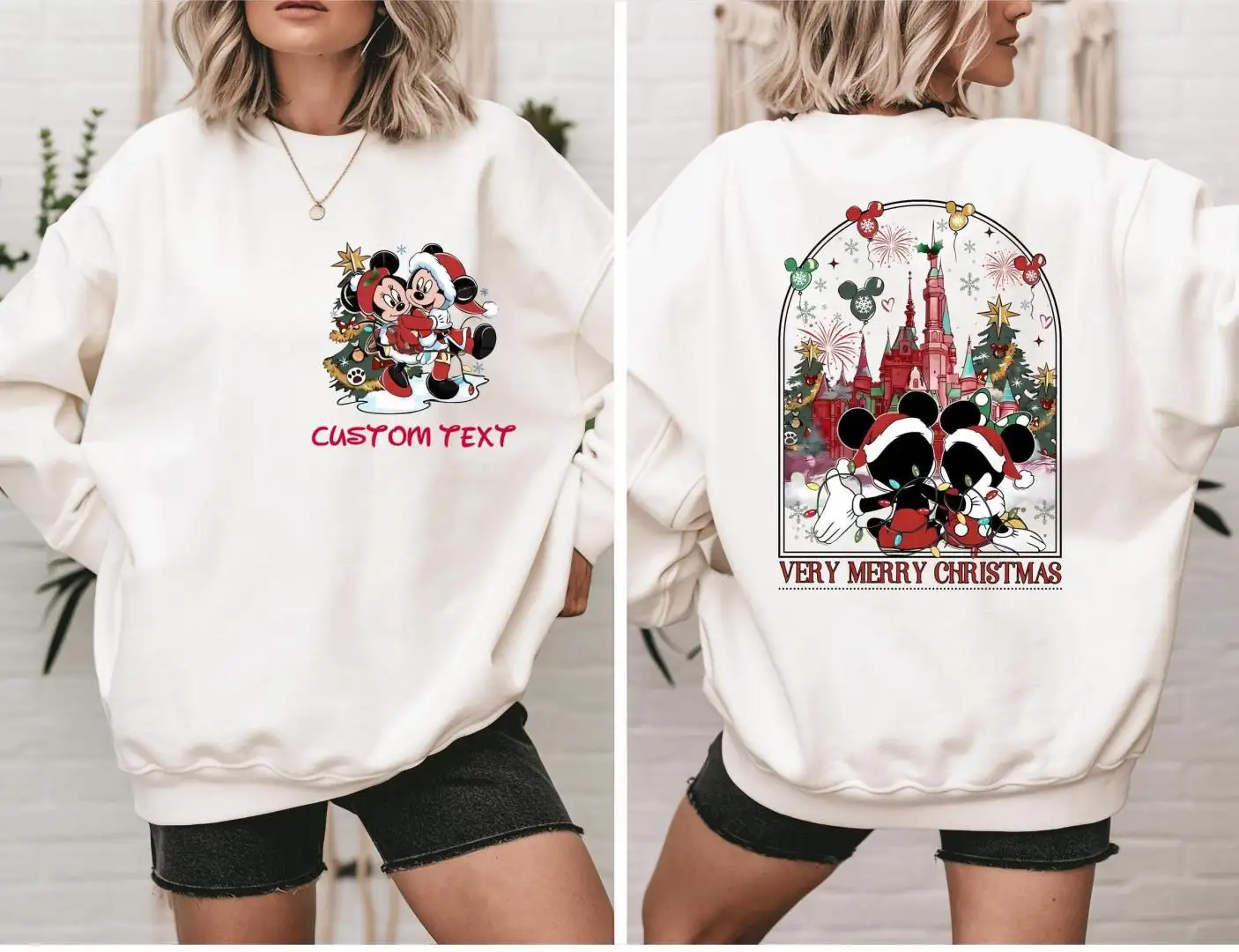 Disney Christmas Couple Shirt with Mickey and Minnie