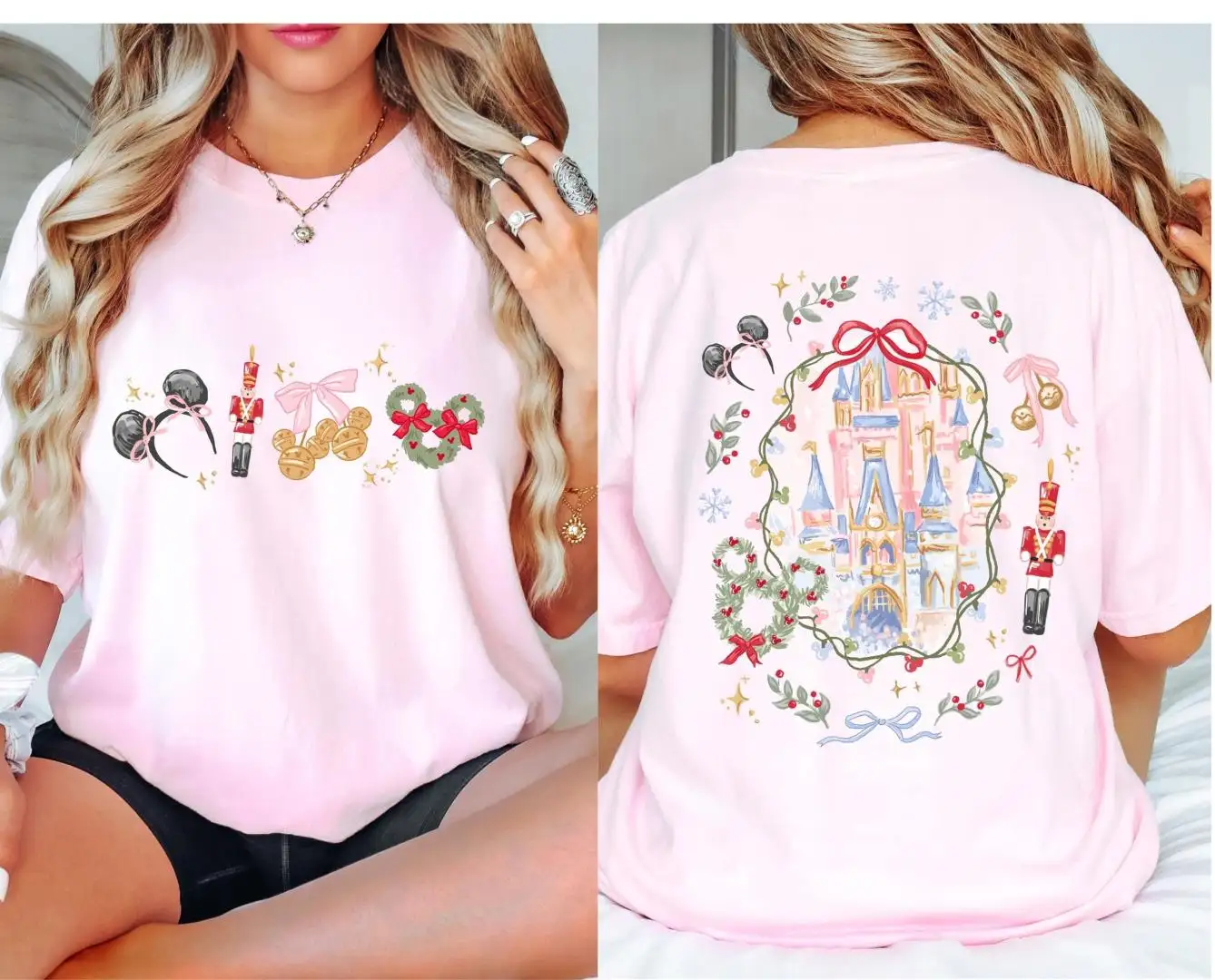 Disney Christmas Magic Castle Shirt with Coquette Bow