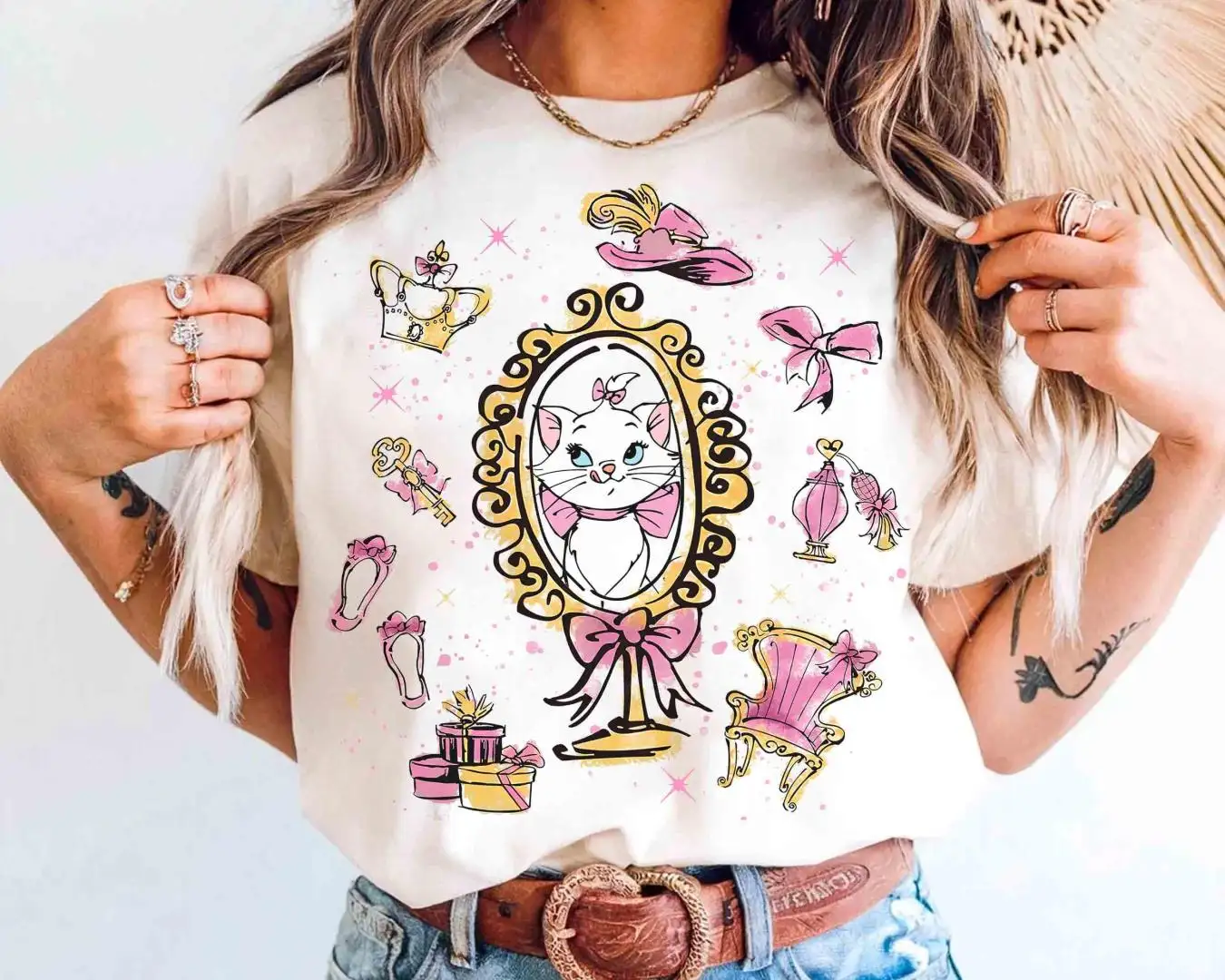 Coquette Bow Disney Marie Cat Shirt for Cat Lovers