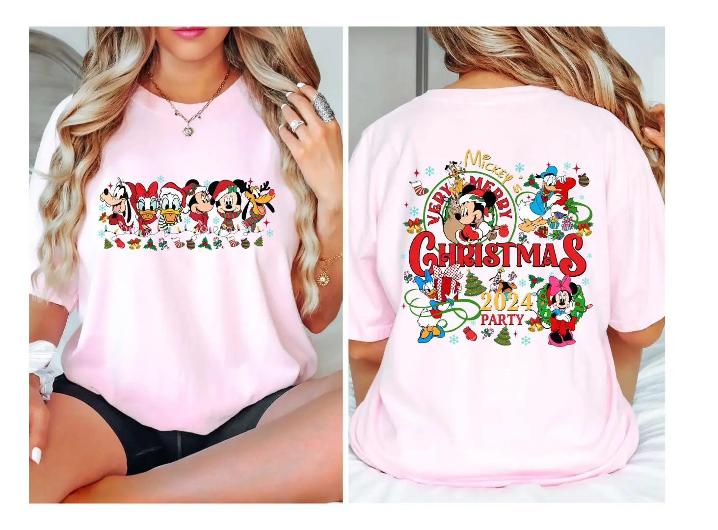 Disney Christmas Shirt with Retro Mickey Party Lights