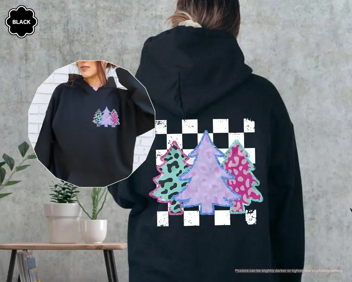 Women's Glitter Leopard Christmas Tree Holiday Shirt