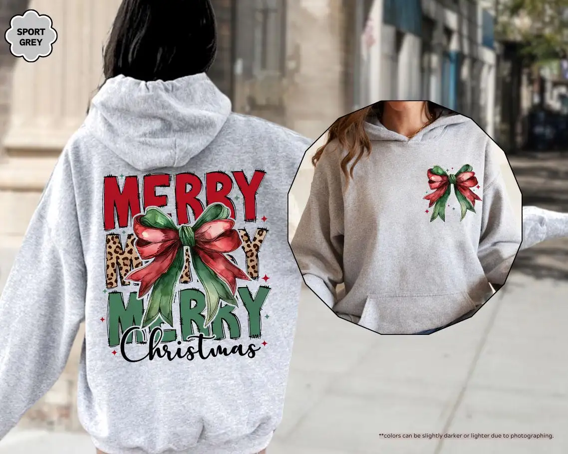 Christmas Women's Shirt with Leopard Bow Holiday Design