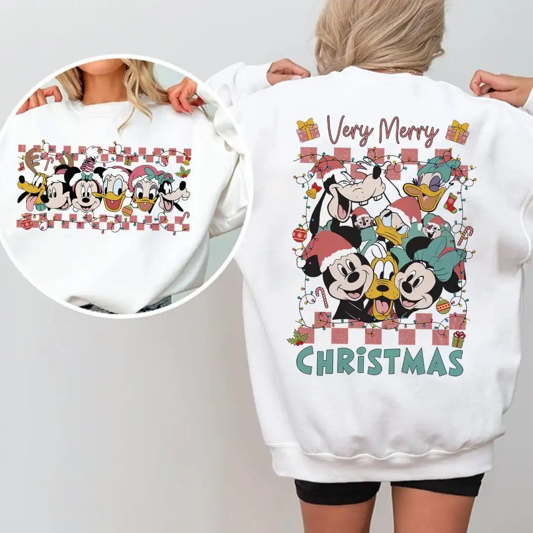 Disney Christmas Shirt with Retro Mickey Checkered Lights
