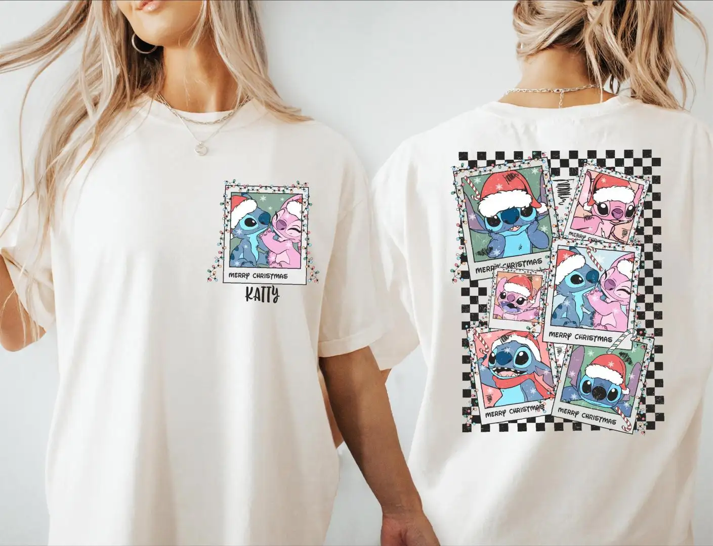 Disney Stitch Angel Christmas Shirt Custom Name Sweatshirt